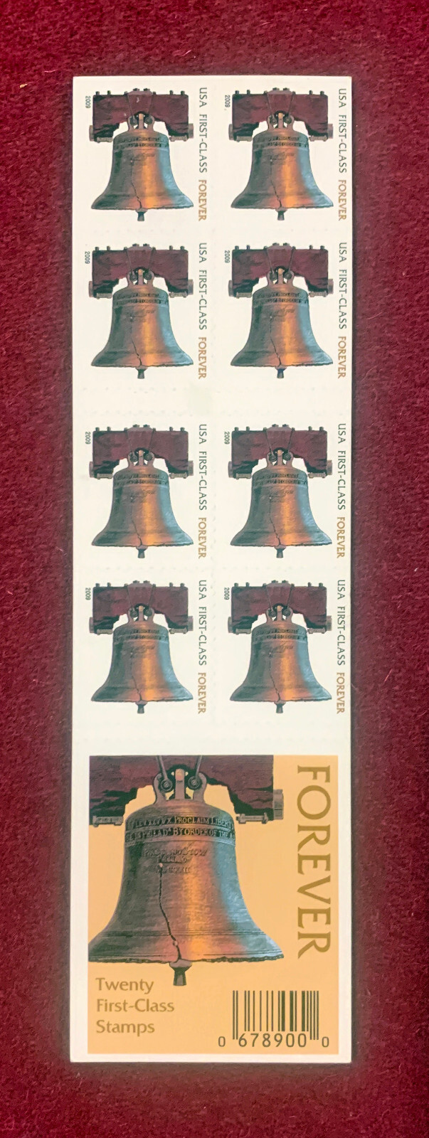 LIBERTY BELL (#4125f) FOREVER Stamps 2009 – Booklet 20 US Stamps (MNH)