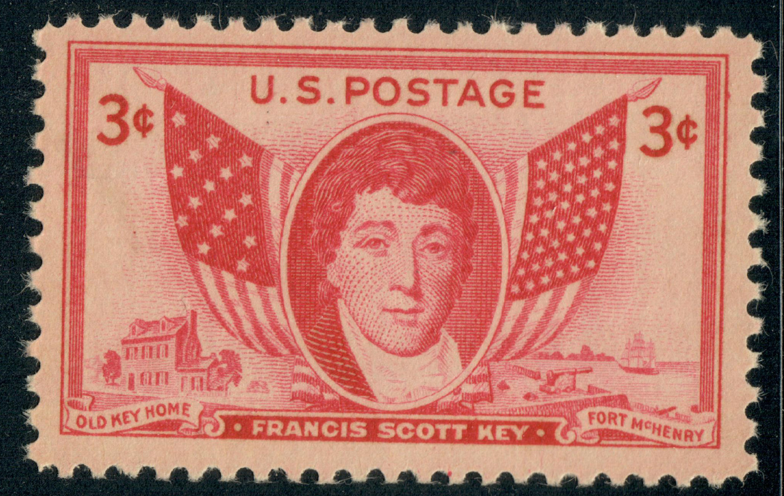 USA – 1948 – Francis Scott Key and Flags – 3¢ – #2897