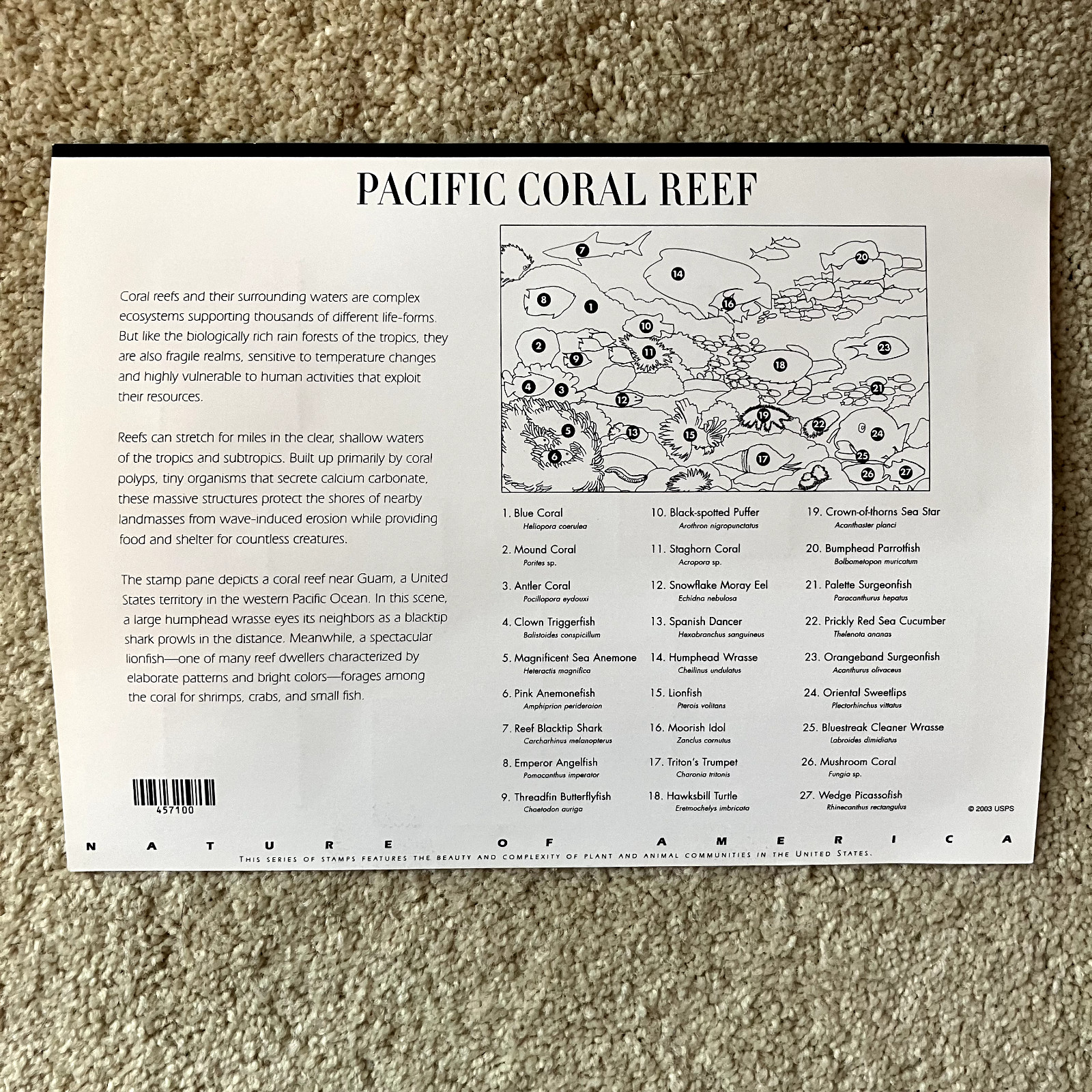 USPS Stamps Set of 3 Nature of America Prairie, Rain Forest, Coral Reef – MNH