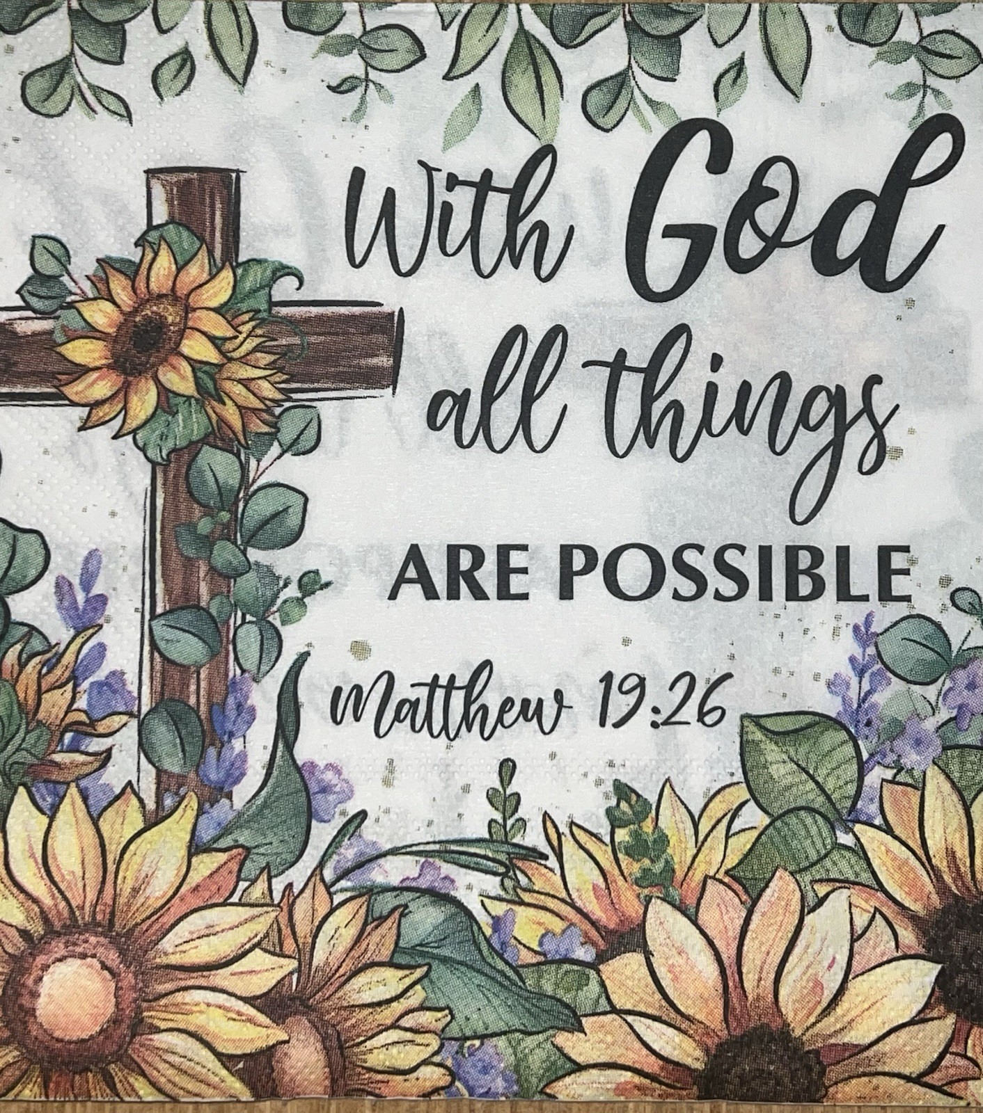 TWO Paper LUNCHEON Decoupage Napkins Religious With God All Things Are Possible