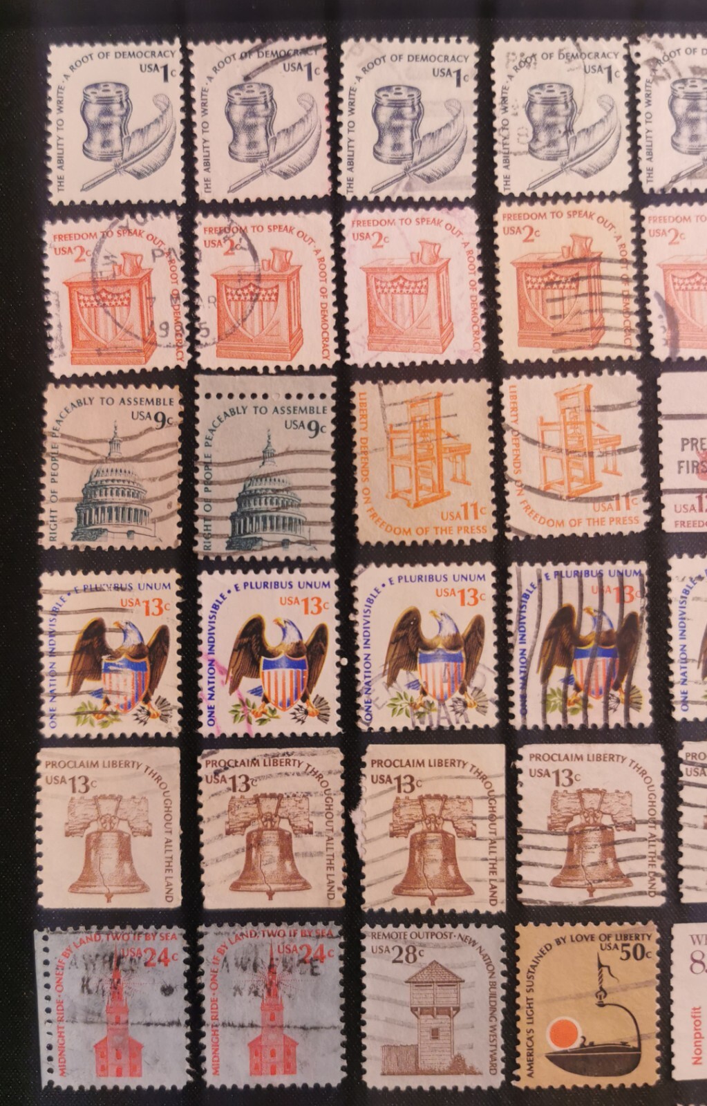 US American Series Postage Stamp Set Varieties In Used And Mint Condition.