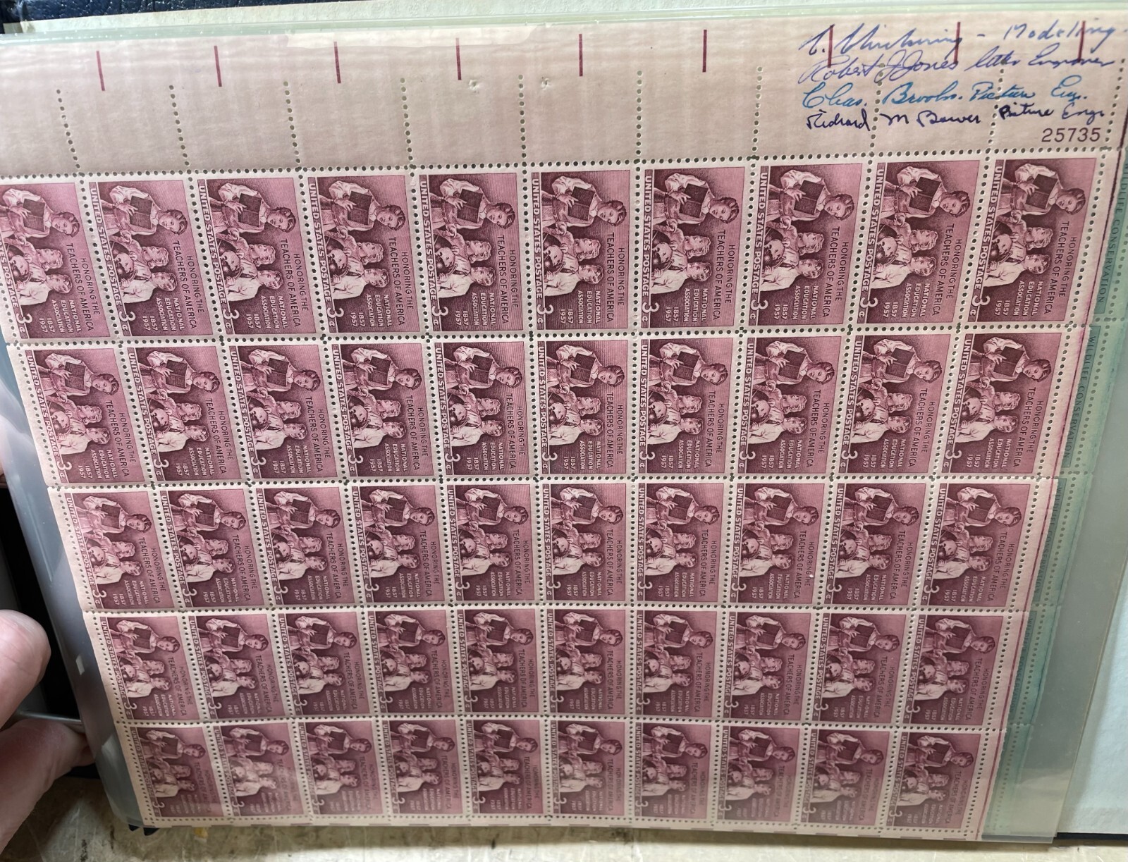 17 – SHEETS US POSTAGE STAMPS ALL SIGNED MULTIPLE DESIGNERS SIGNATURES .03 CENT