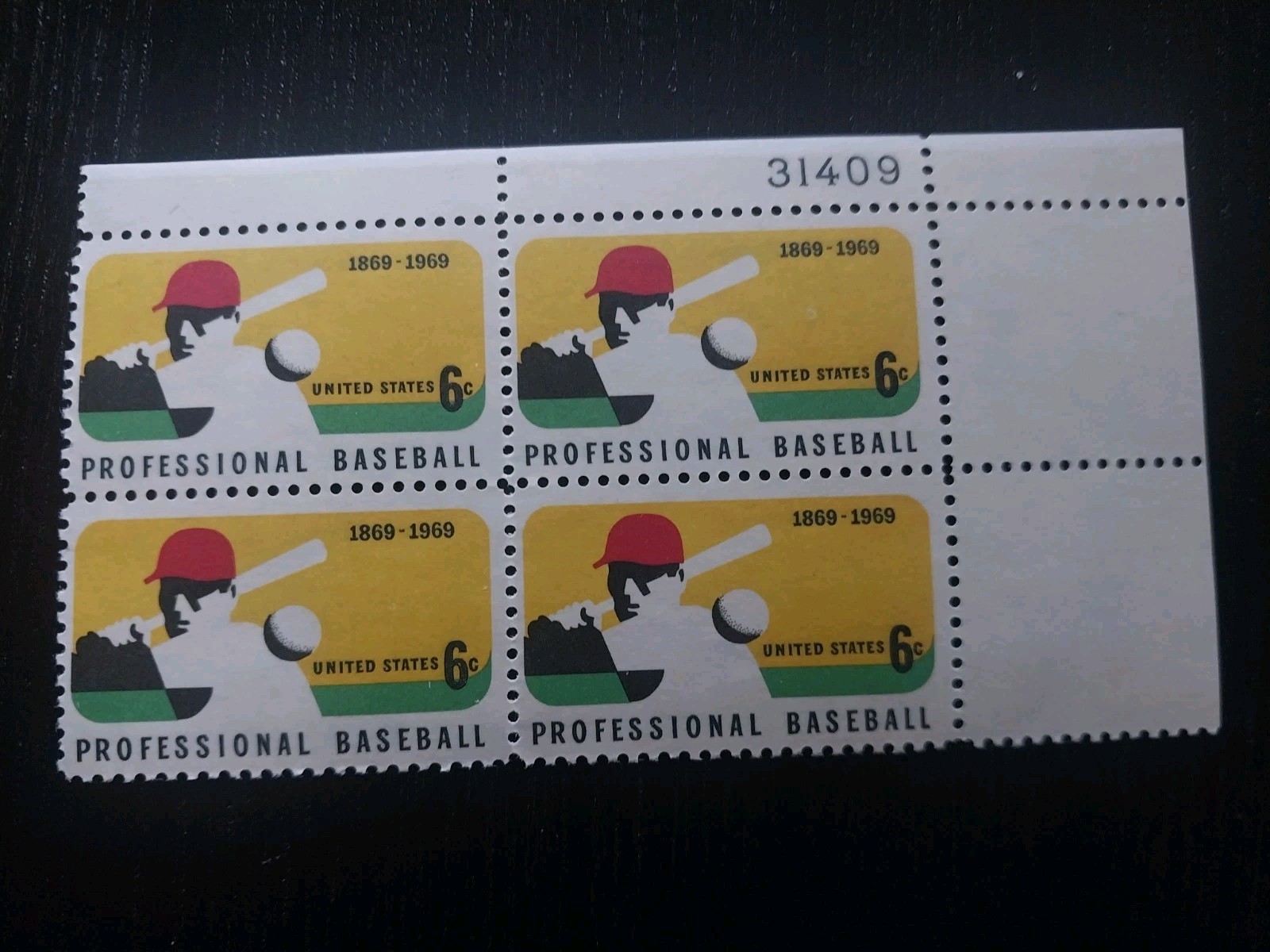 Block Of Stamp Professional Baseball 1869-1969 US Postage Unused