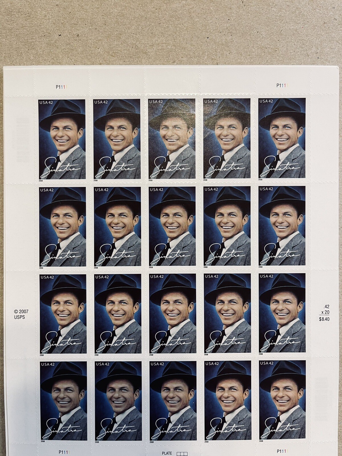US SCOTT 4265 SHEET OF 20 FRANK SINATRA STAMPS 42 CENTS FACE MNH
