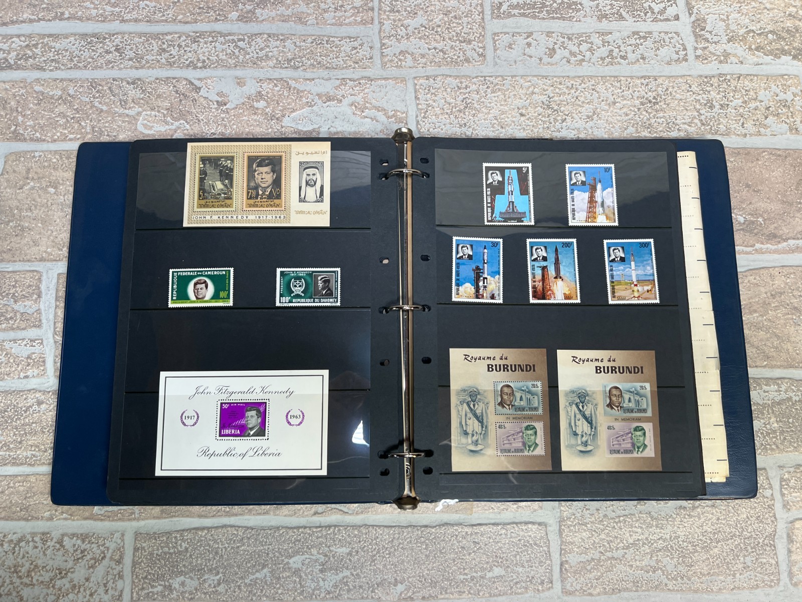 HUGE RARE VINTAGE John F Kennedy Commemorative Stamp Portfolio