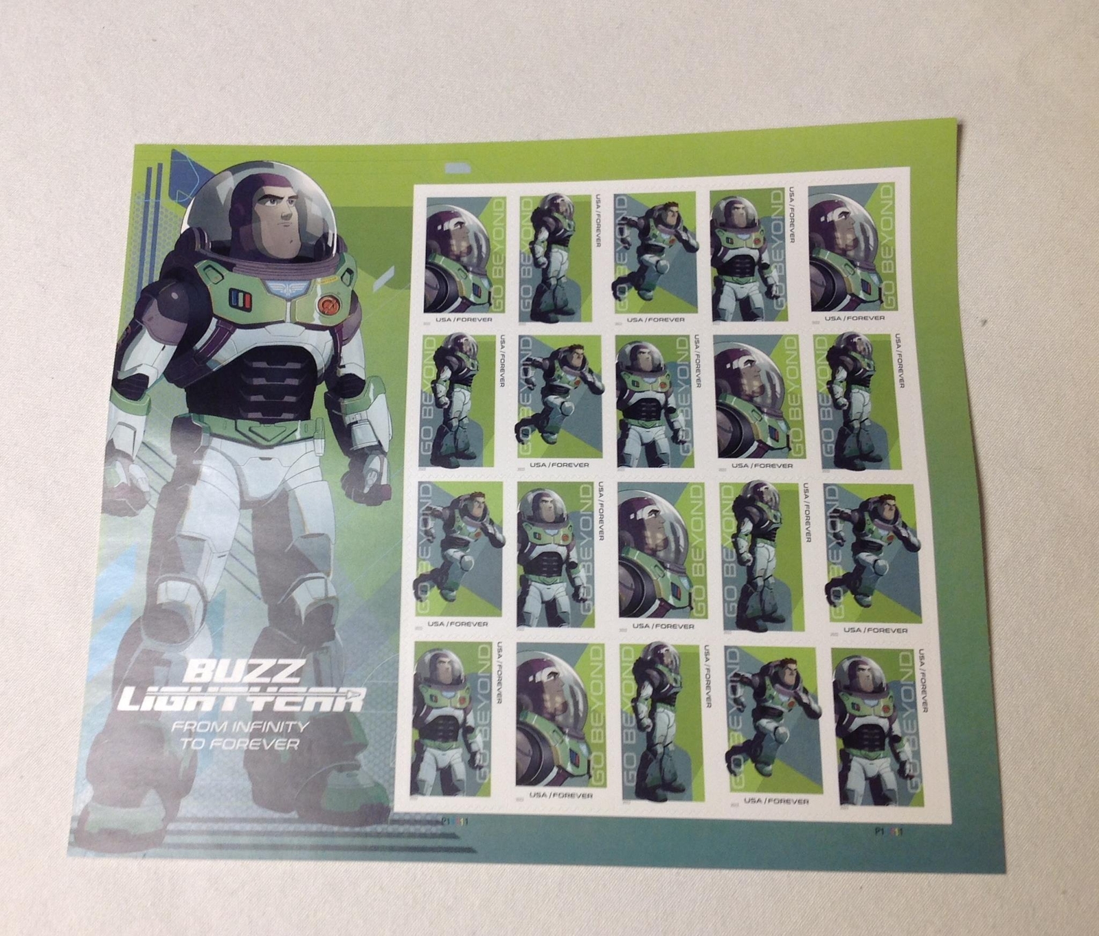 USPS Postal Stamps sheet pane of 20 Disney Pixar Buzz Lightyear
