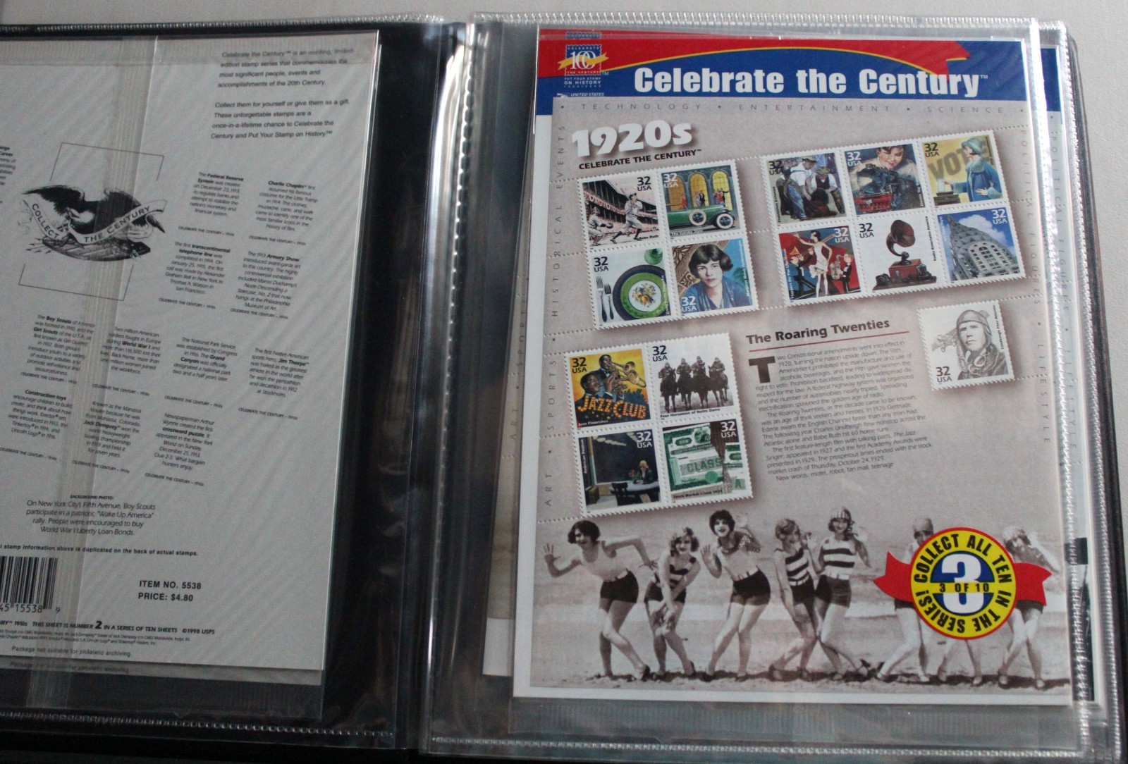 Mint CELEBRATE THE CENTURY 1900-1999 Complete 10 Sheet Set US Stamps W/SUPER Her