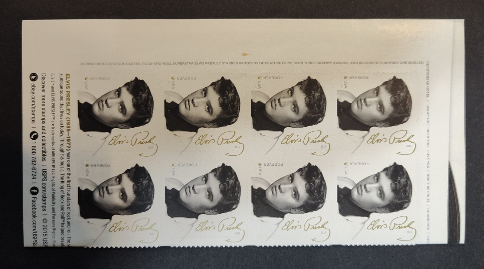 United States 29¢ Elvis Presley Postage Stamp #2721 Full Sheet