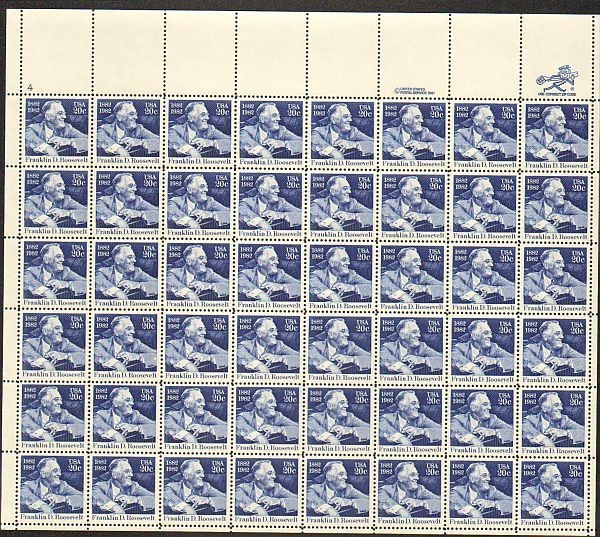 United States 20¢ FRANKLIN ROOSEVELT #1950 MNH Full Sheet FACE VALUE