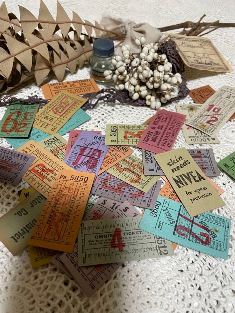 Vintage bus block ticket collection overseas 32 sheets paper junk AA