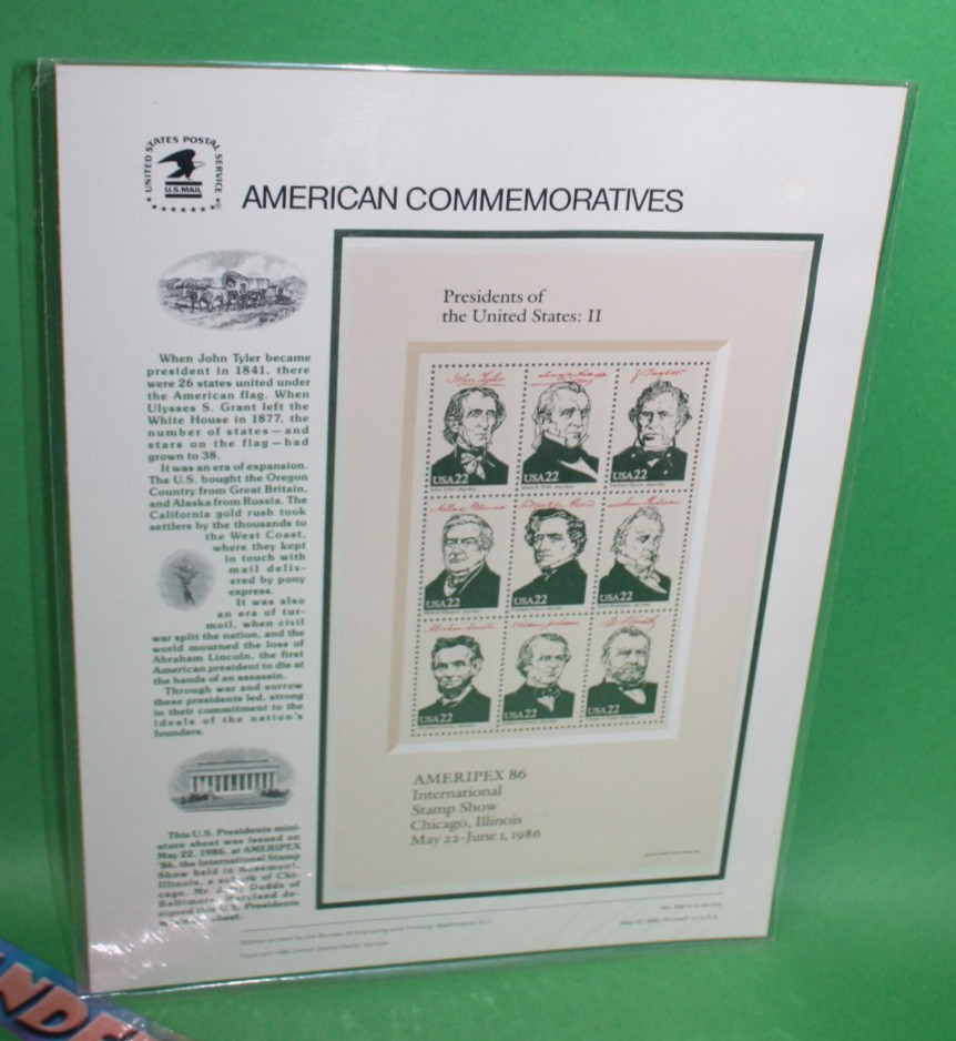 American Commemoratives Presidents US II USPS Stamps Show Panel 264 May 22 1986