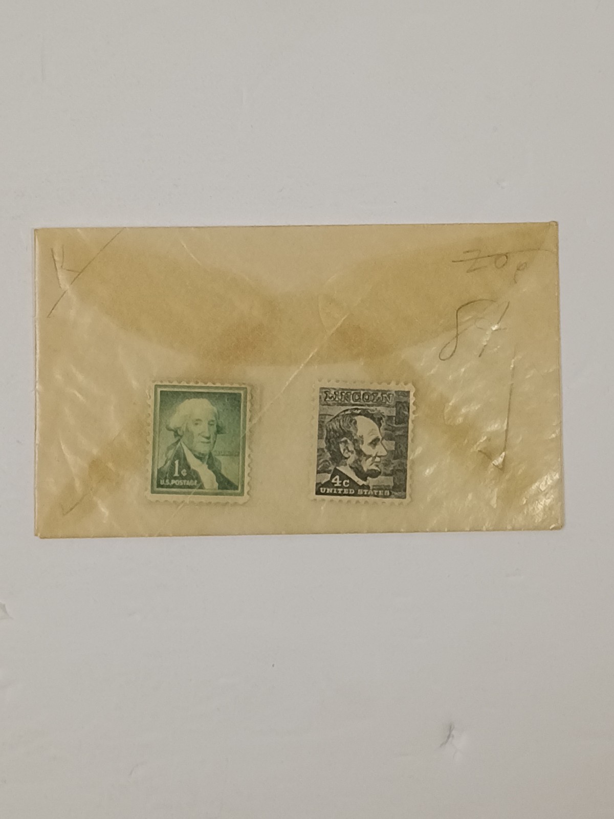 Stamp Lot 1 Cent George Washington Green Stamp .01 and Abraham Lincoln 4 Cent
