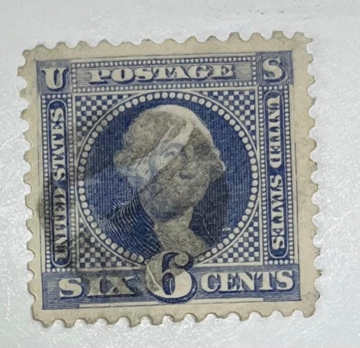 US Postage Scott #115 used 6-cent, ultramarine Washington Hinged