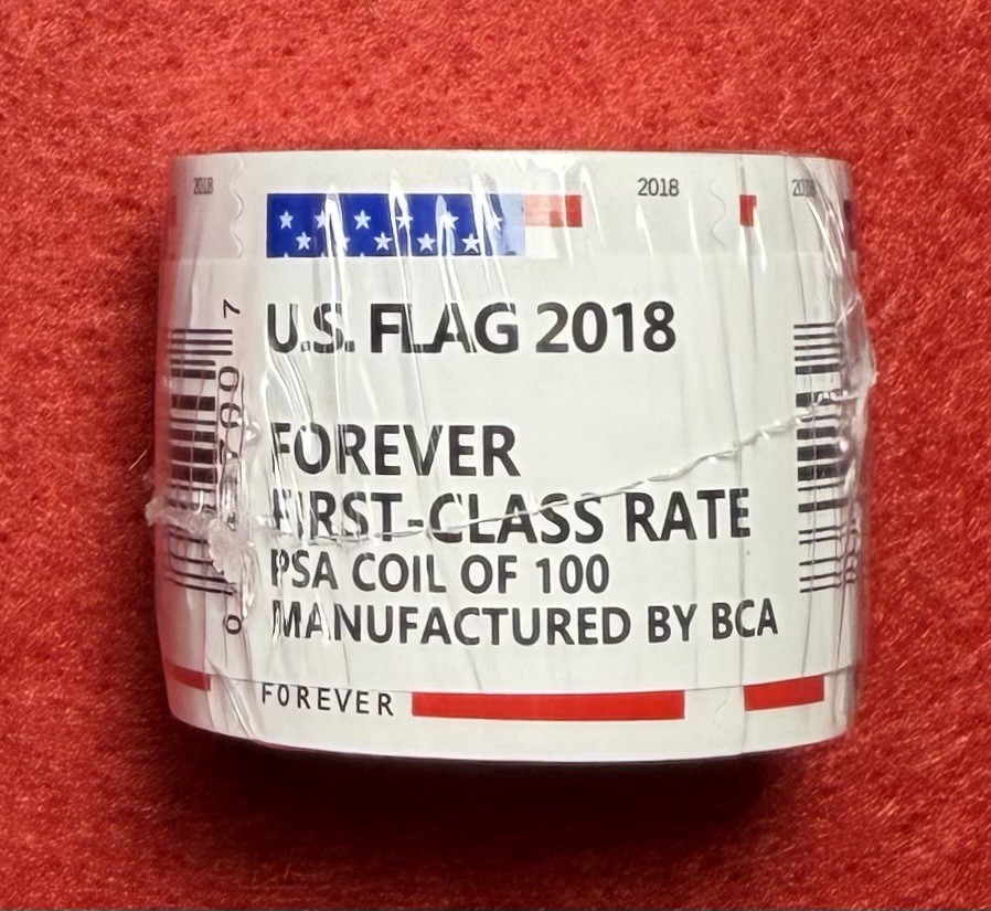 1 Roll of 100 (100 Total) – 2018 US Forever Flag Stamps New Sealed PSA Coil