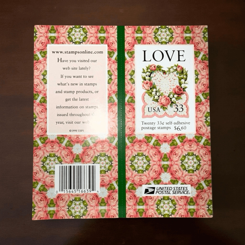 US Scott #3274a Booklet of 20 33 Cent Floral Heart Love Stamps Unused