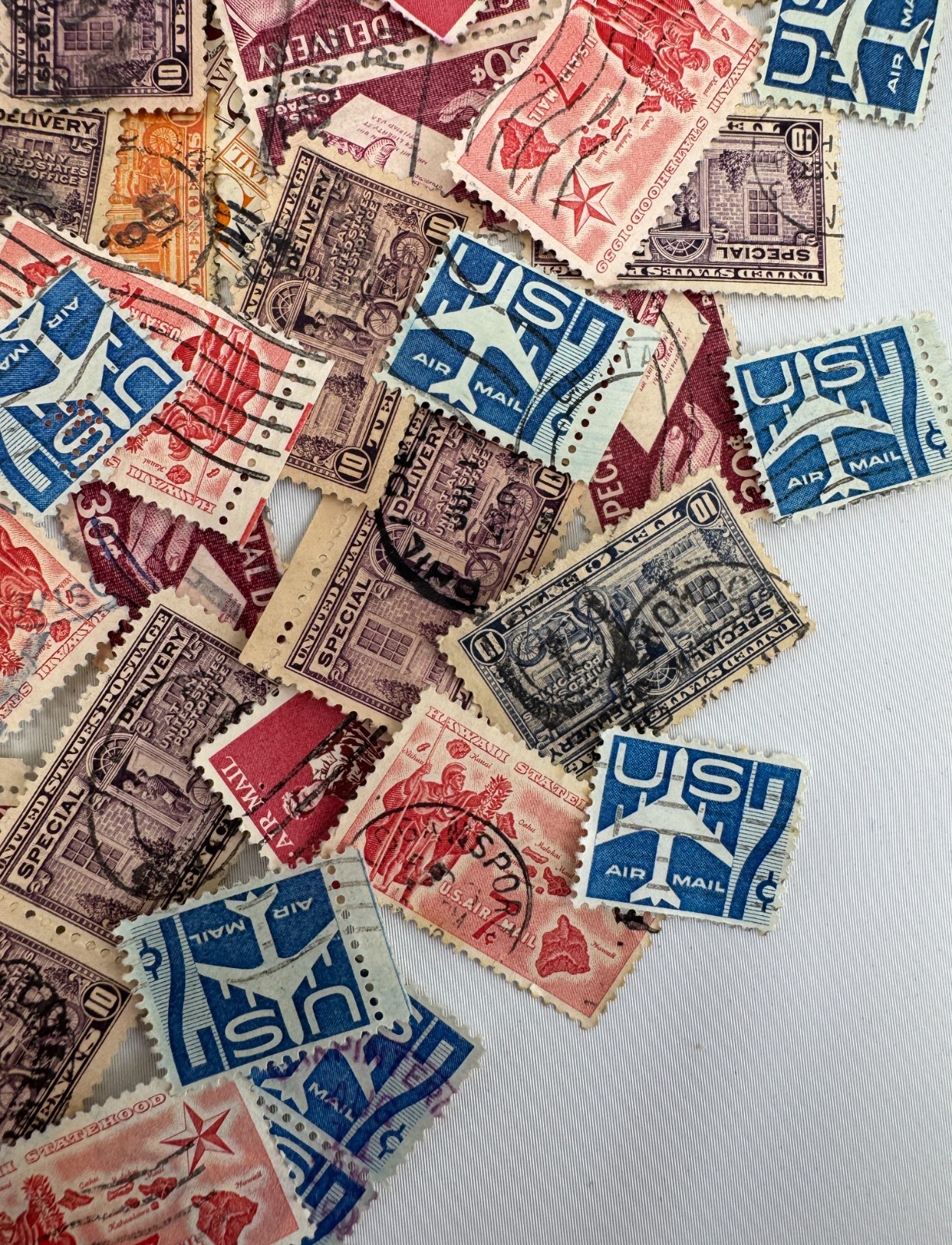 Vintage US Air Mail Special Delivery Stamp Lot 1950s-1960s Used Commemeratives