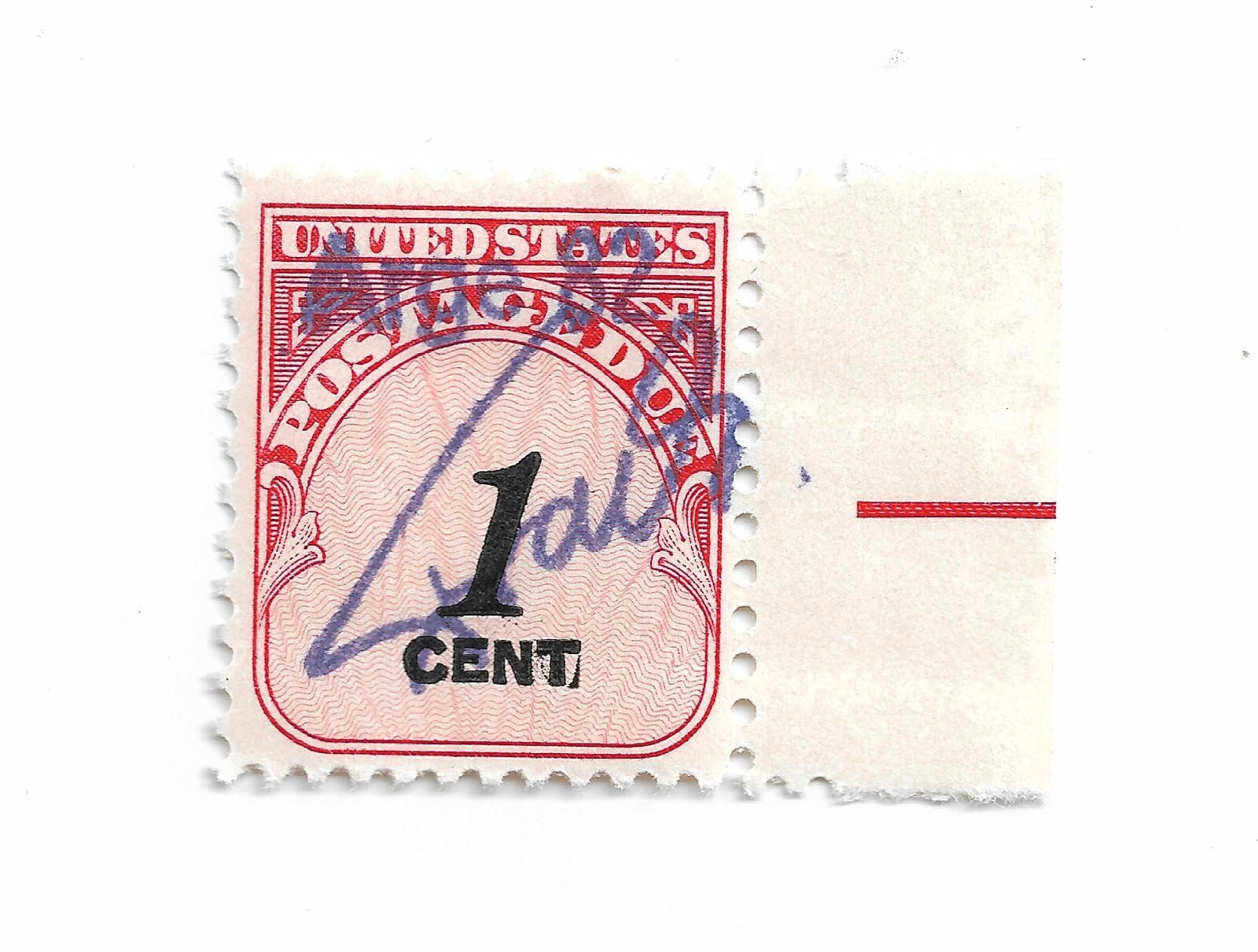 USA postage Due 1c stamp with Arge 82 mark