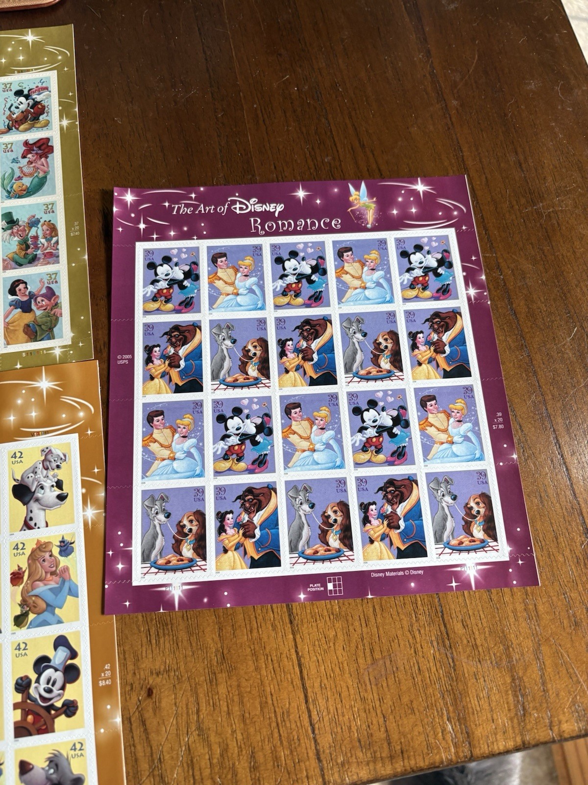 THE ART OF DISNEY Complete Set of 5 Differnt Full Sheets of 20 US Stamps 2004-08
