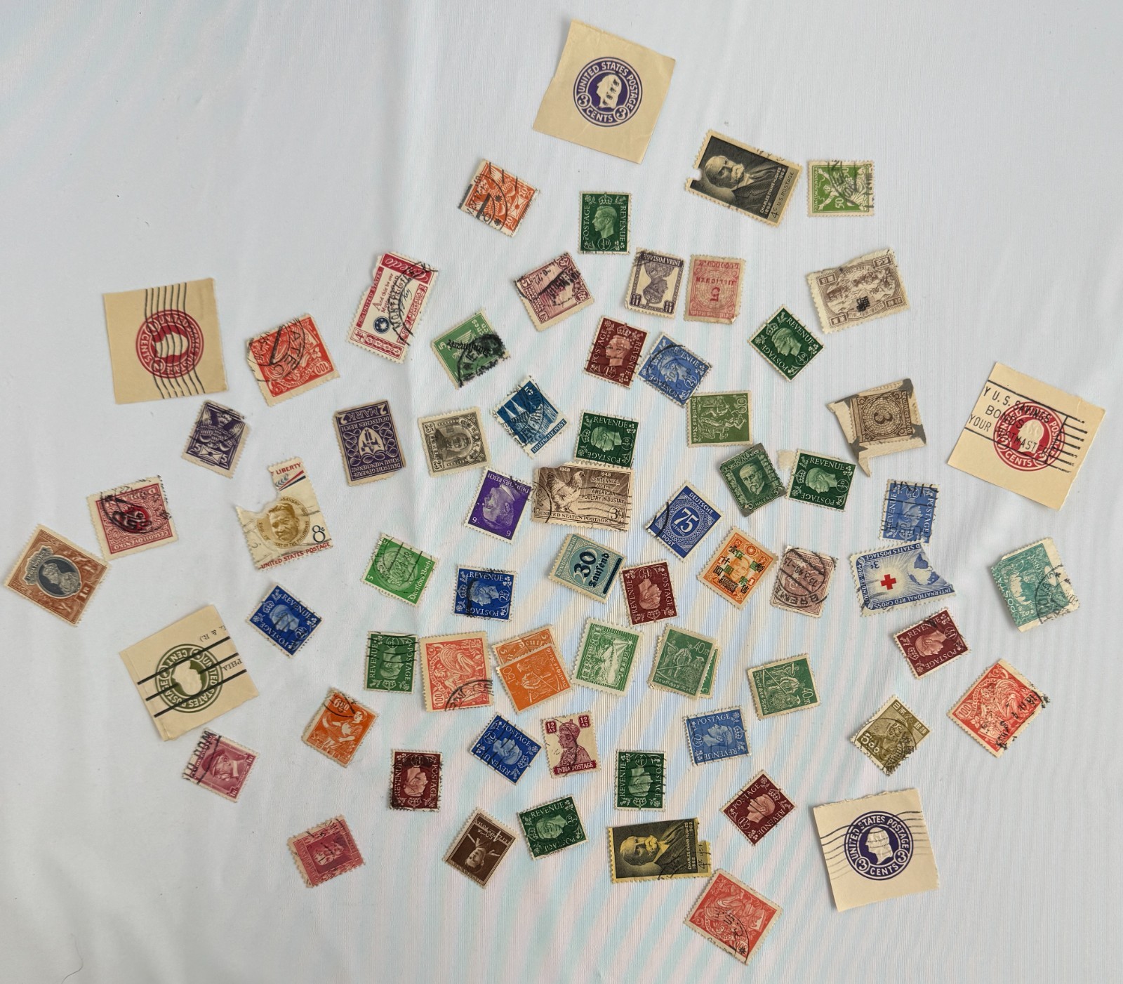 Worldwide Vintage Postage Stamp Mixture Lot Great Britain, USA, Germany, China