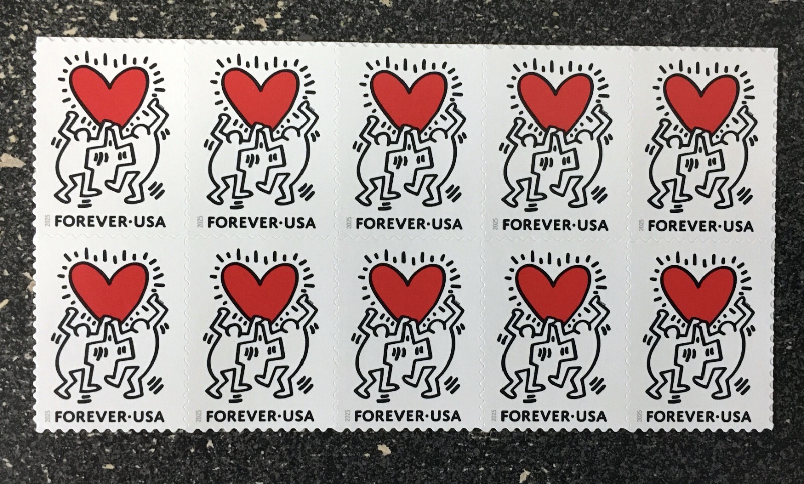 2025USA #5953 Forever Love Series- Block of 10 mint sheet postage heart