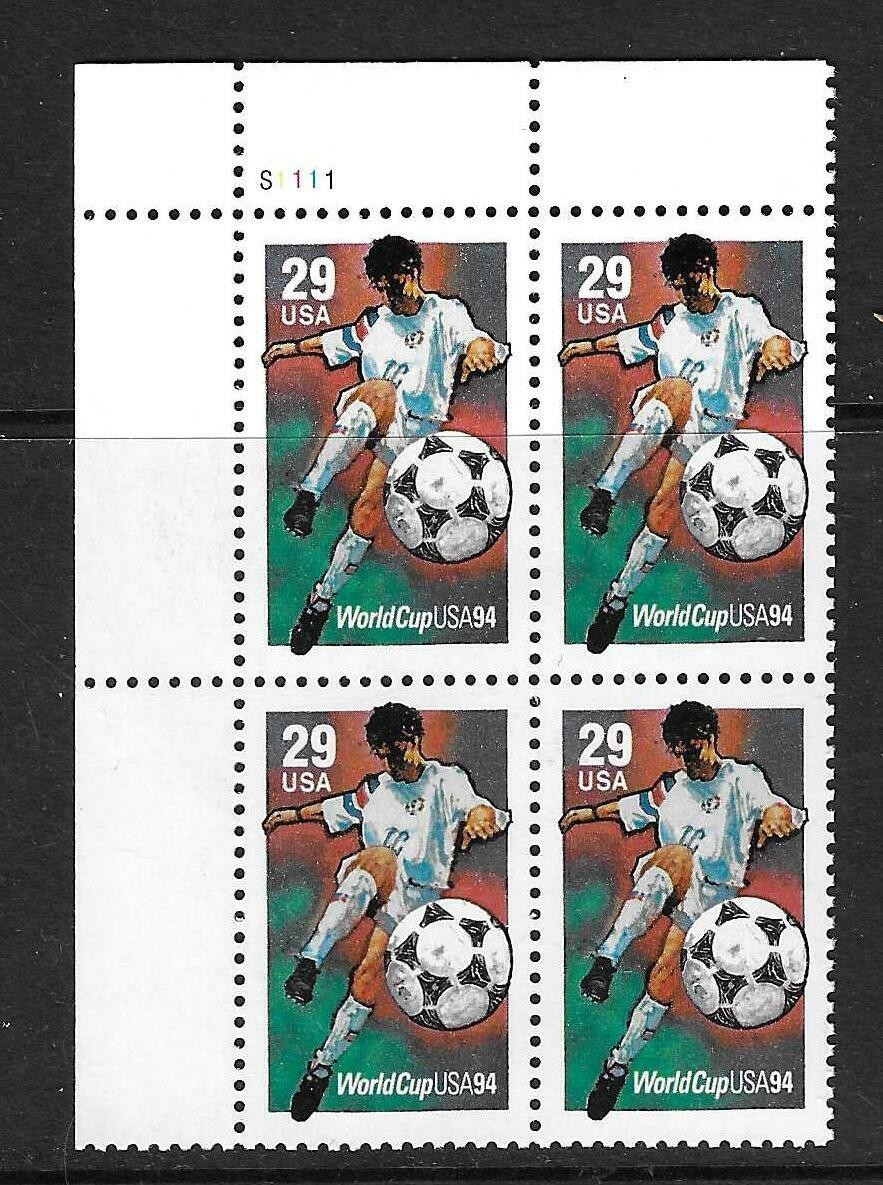 USA SC # 2834 USA Soccer World Cup 1994 – Plate Number BLK4 .MNH