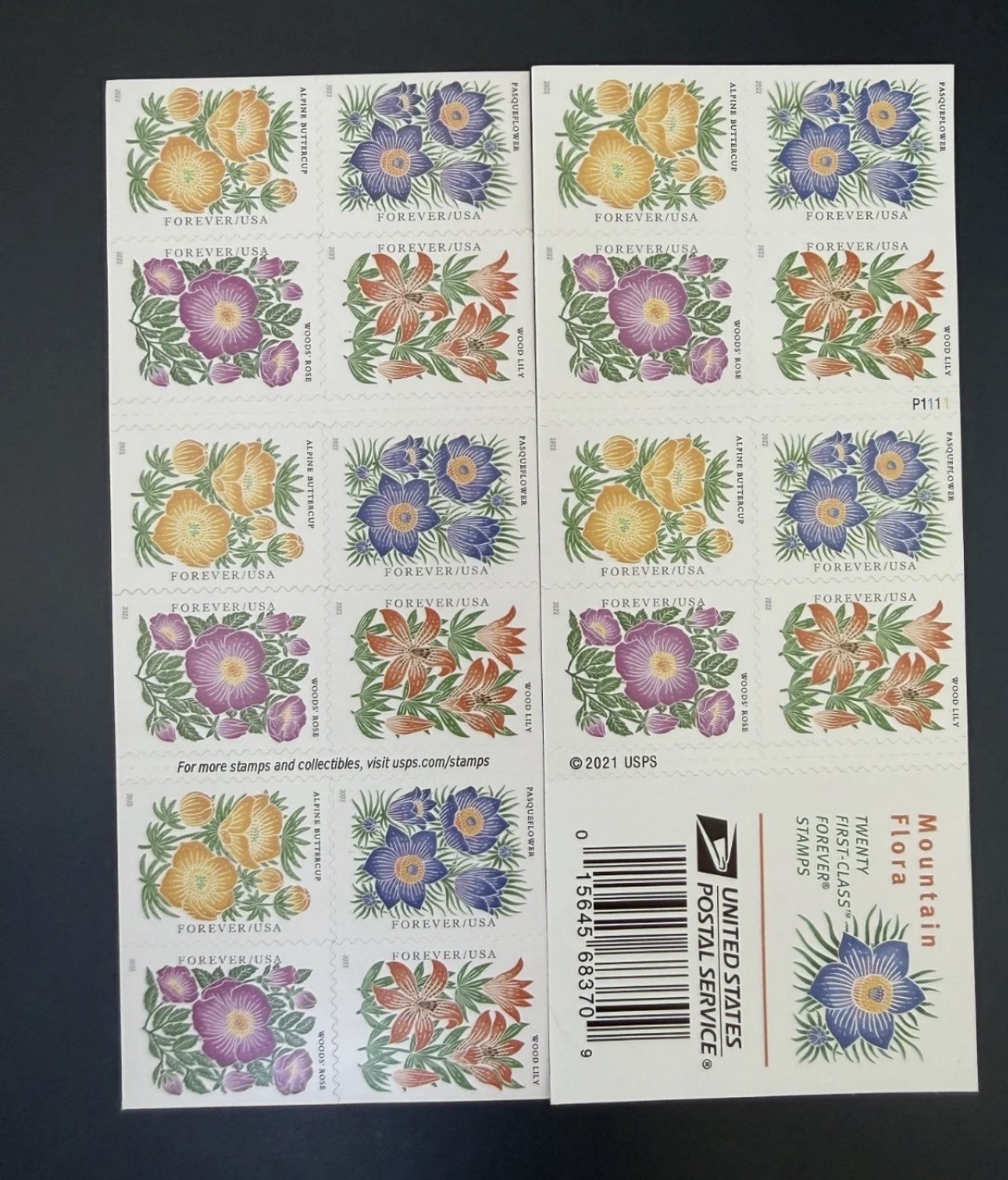 US SCOTT 5672 – 5675 BOOKLET OF 20 MOUNTAIN FLORA STAMPS WEDDING FOREVER
