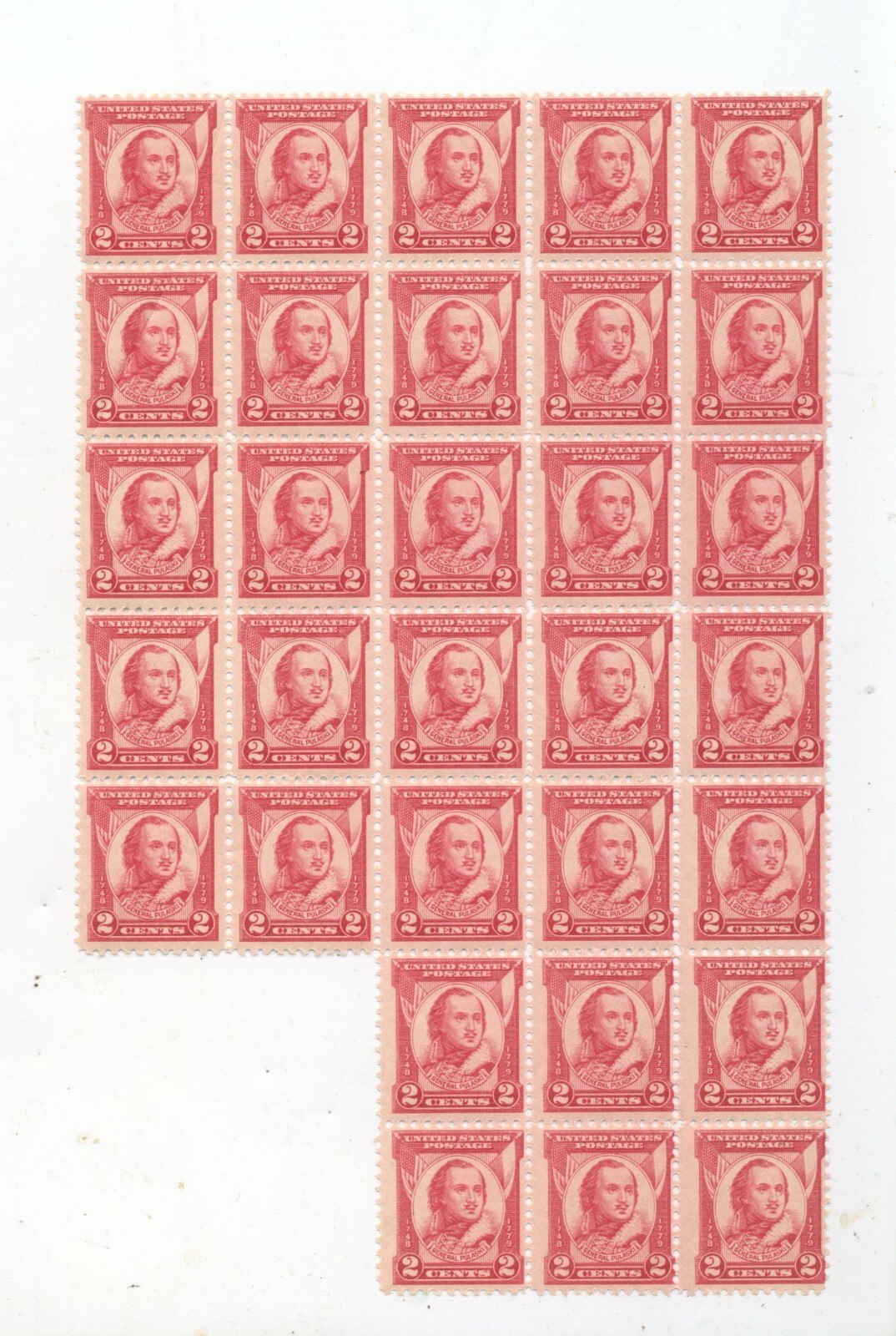 General Pulaski Scott #690 part sheet 2 cent 31pc postage stamp