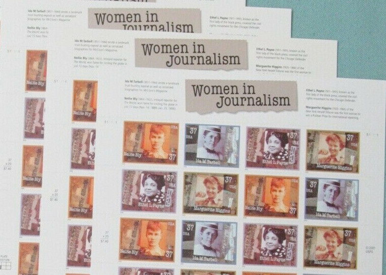 Four Sheets x 20 = 80 WOMEN In JOURNALISM 37¢ US Postage Stamps. USA # 3665-3668