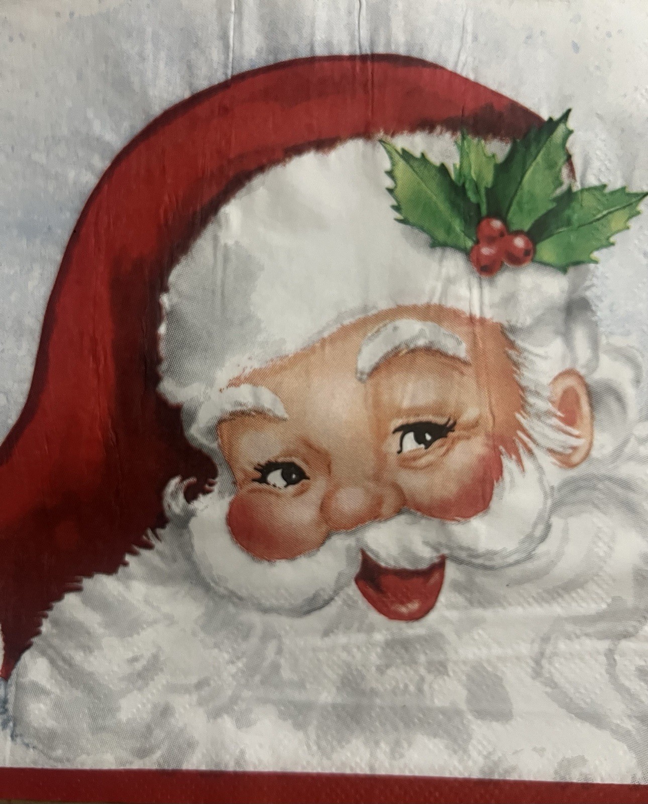 Two Paper Napkins Christmas Santa Claus Christmas Eve/ Decoupage Lunch 6.5”