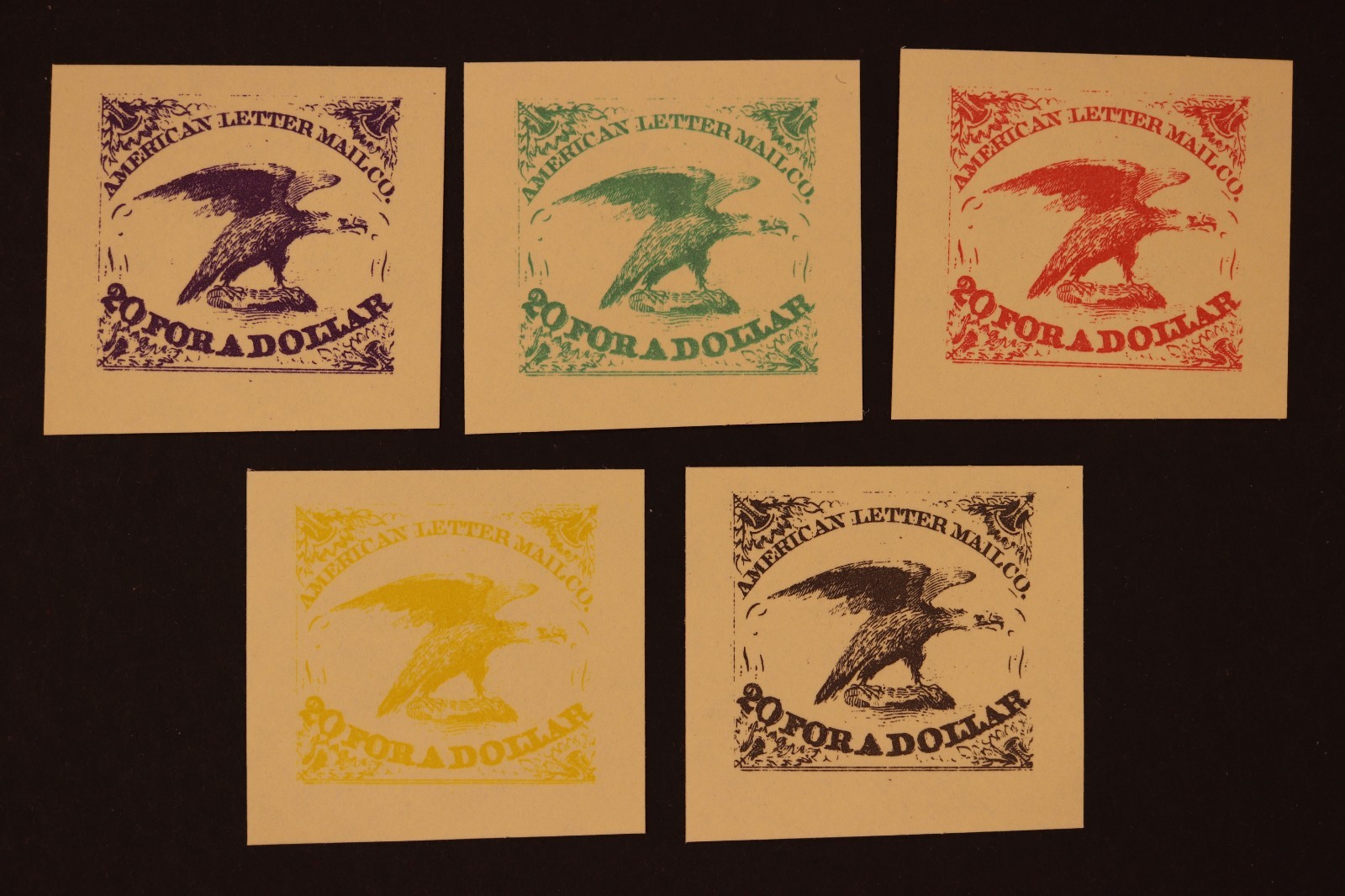 AMERICAN LETTER MAIL CO STAMP FASCIMILE 1974 LOT OF 5 MNH