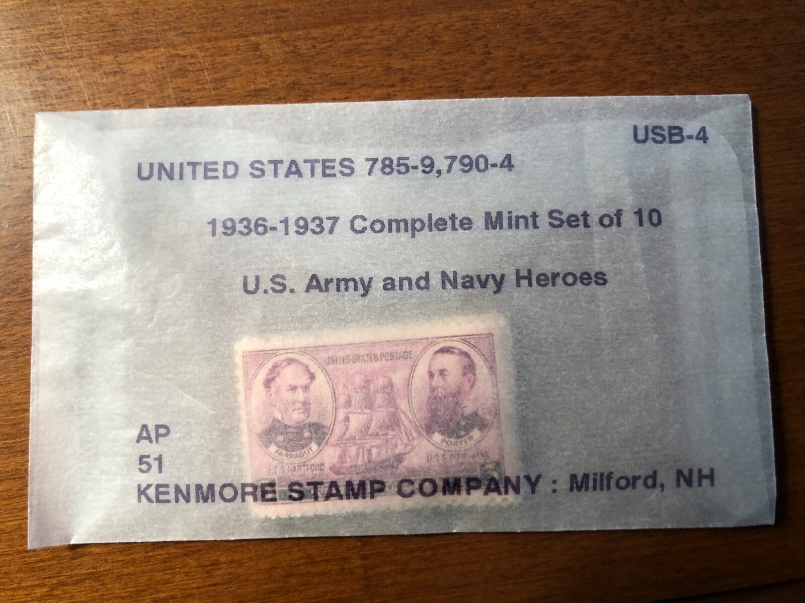 1936-1937 U.S, Army and Navy Heroes Stamps #785-94