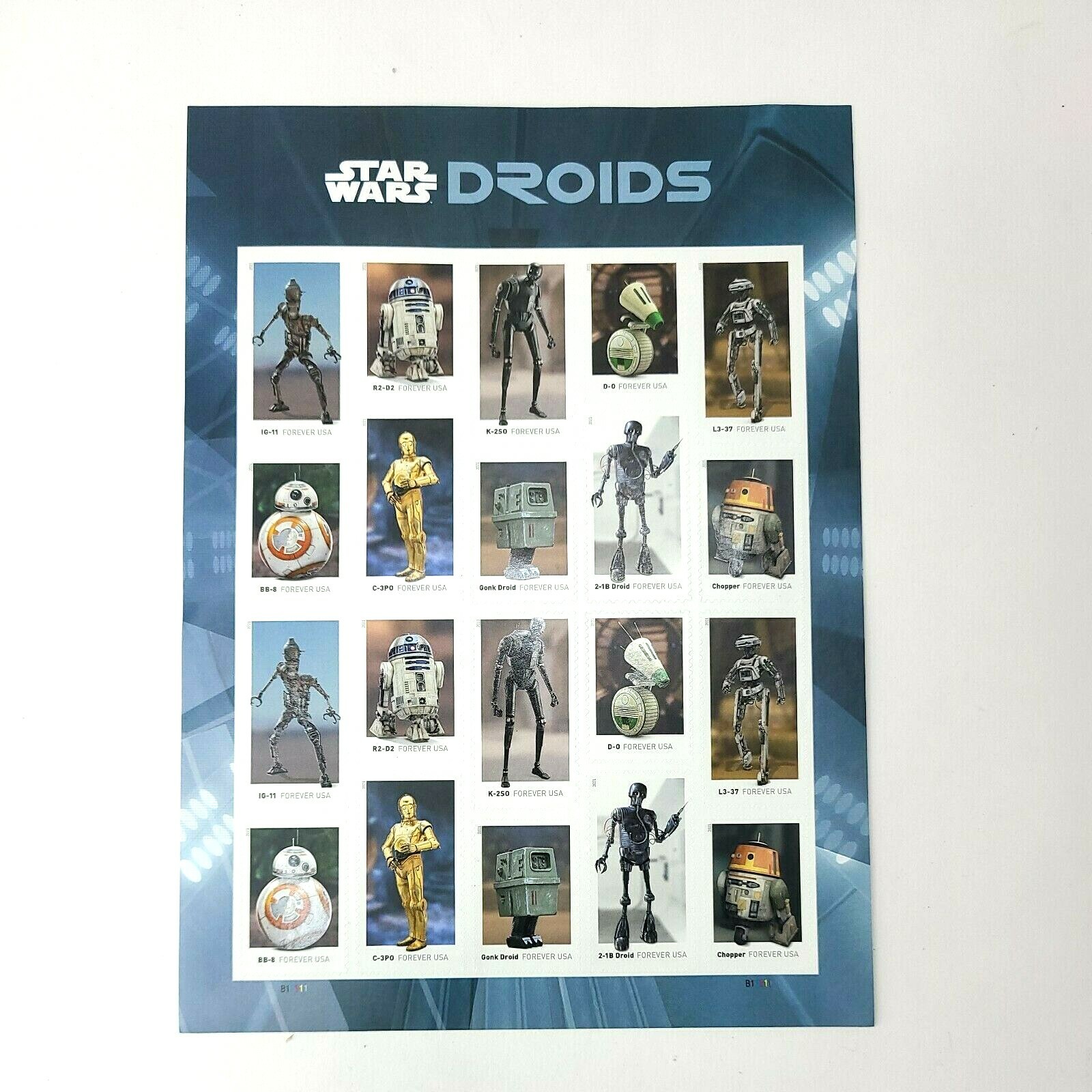 New USPS Star Wars Droids One Complete Sheet of 20 Forever Stamps