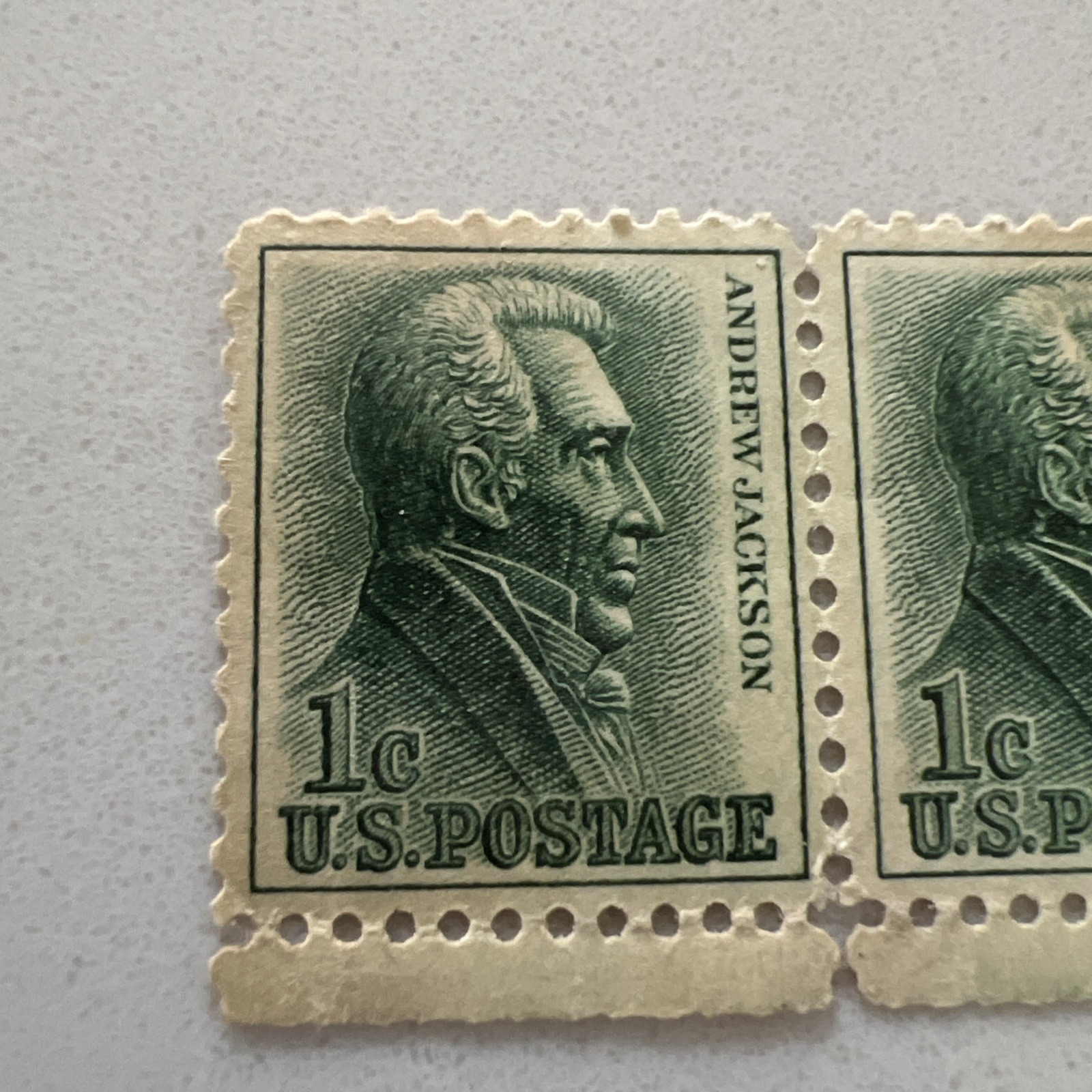 US Postage Stamp Strip of 3 1c Andrew Jackson Green Mint OG NH