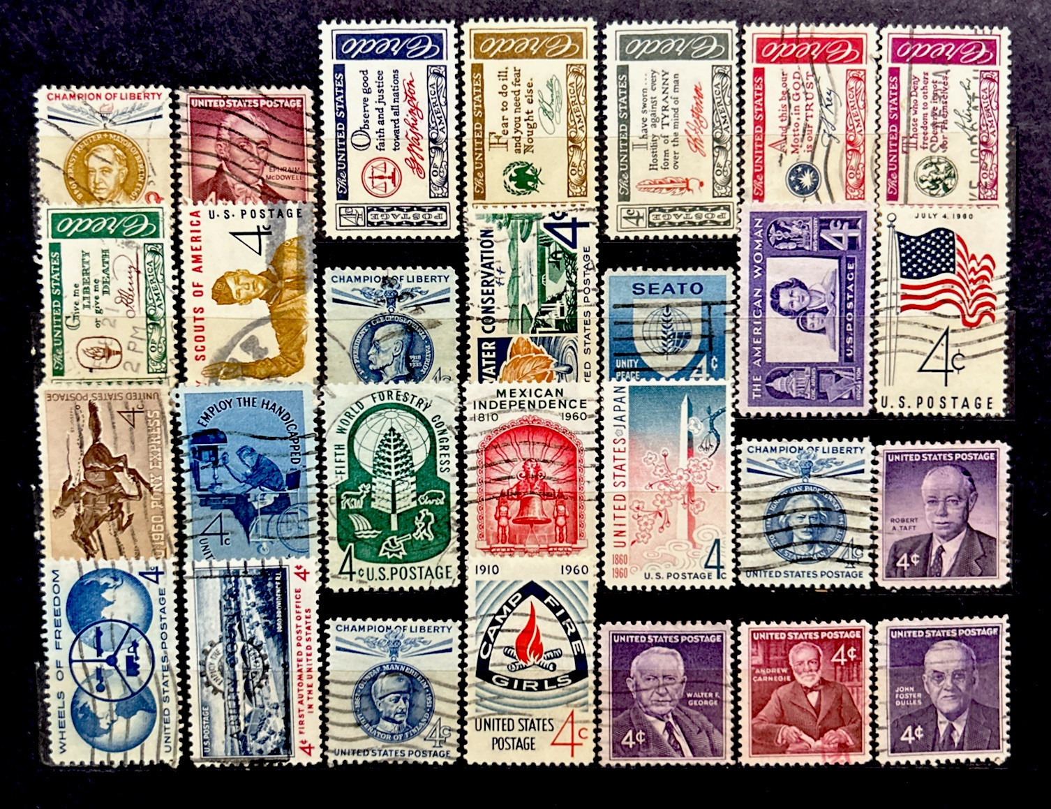 US STAMPS, 28 Different Mix Condition Year 1959-60 (3437)F