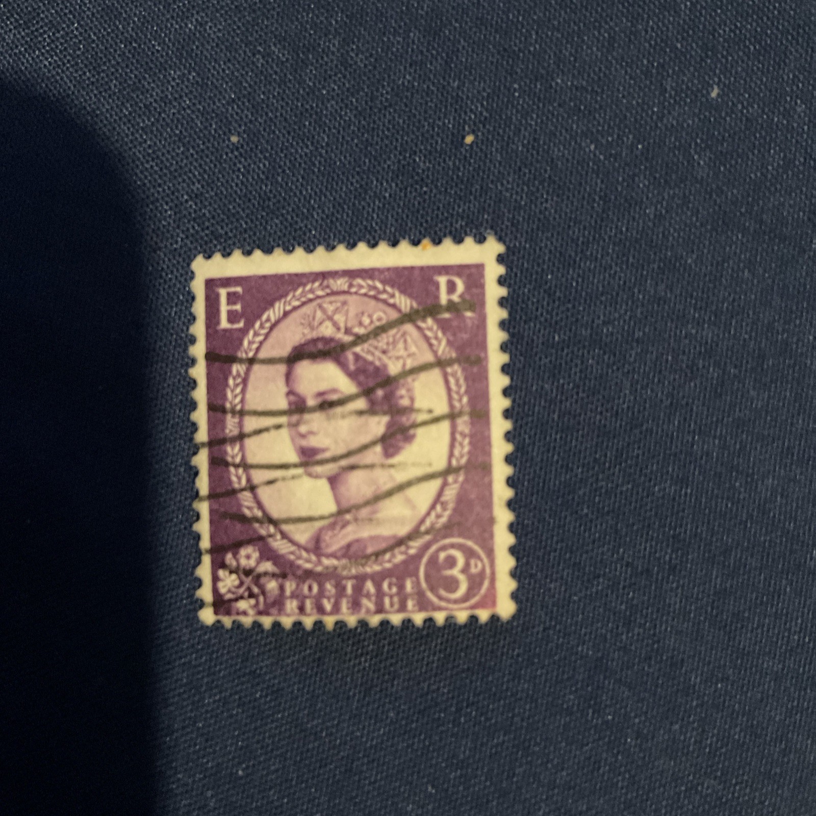 1950s Queen Elizabeth Stamp, Purple, 3 D, Great Condition