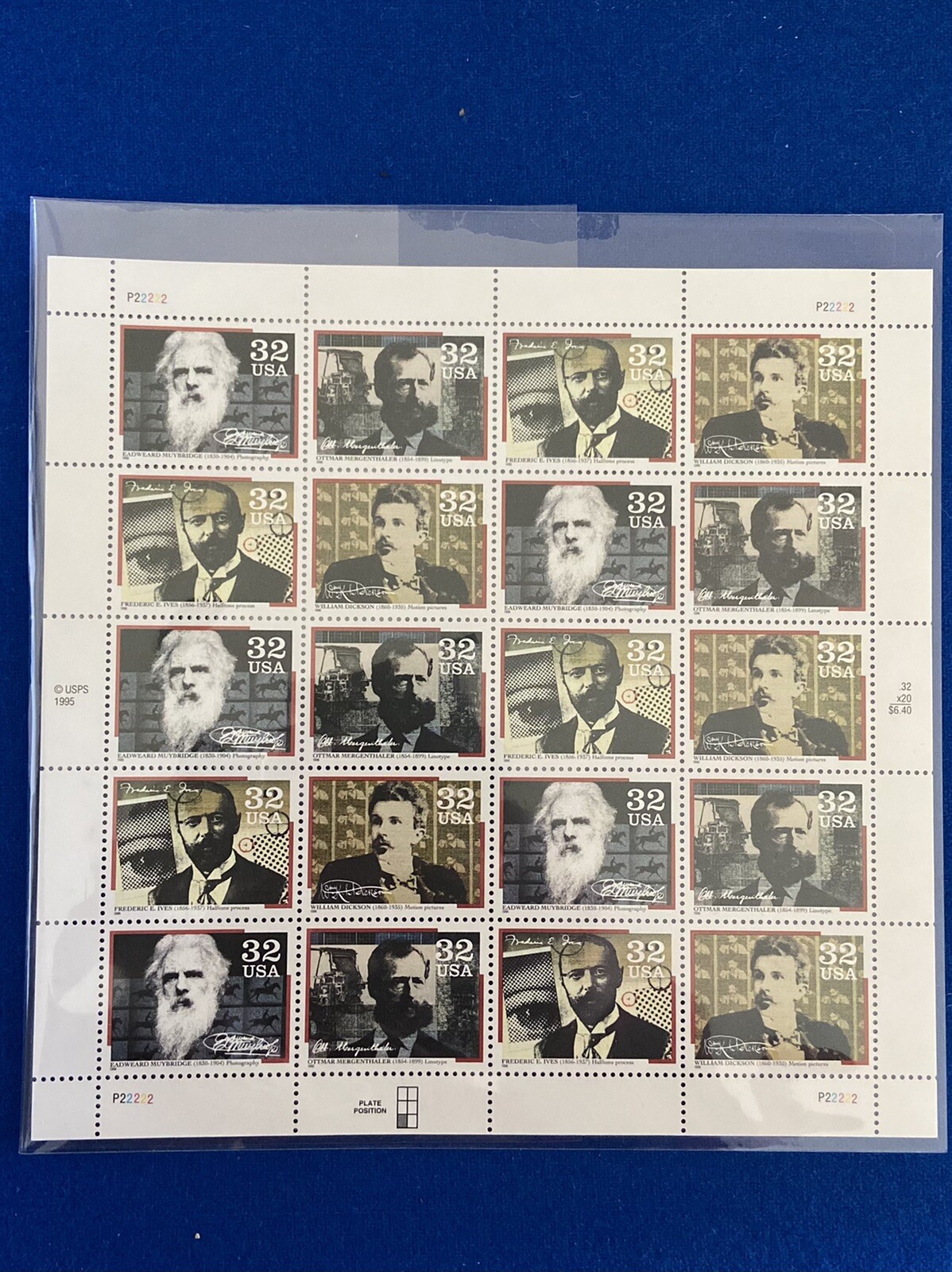 US SCOTT 3061 – 64 PANE OF 20 PIONEERS OF COMMUNICATION STAMPS 32 CENT SEE SCAN
