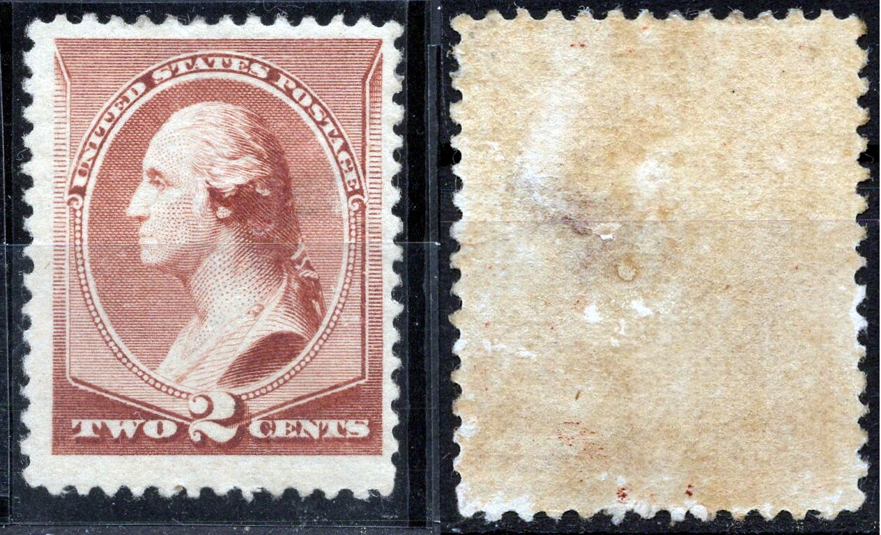 USA 1883 2 cents George Washington Sc-210 Red Brown MVLH OG #Wh1 SCARCE