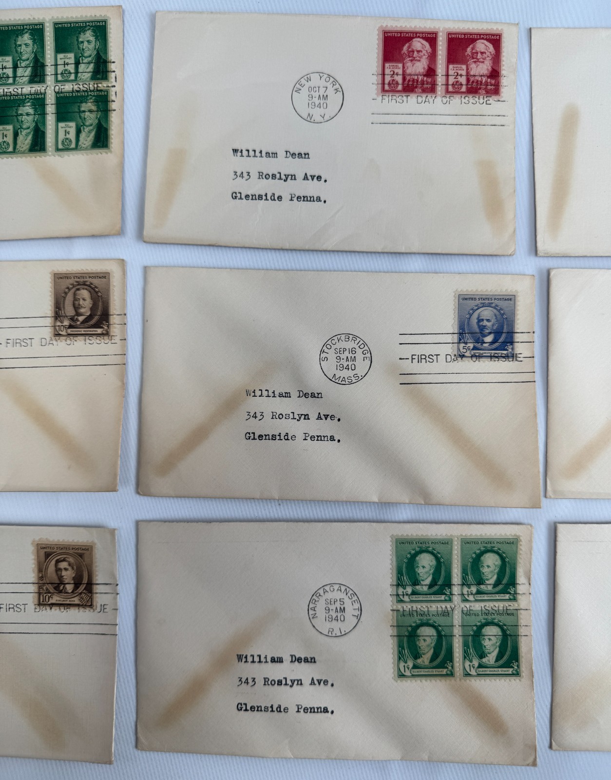 9 Vintage 1940 US First Day Covers FDC Famous Americans Series Educator