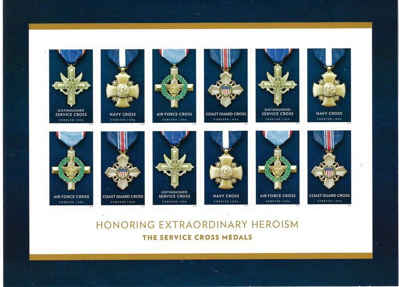 US SCOTT 5065 – 5068 PANE OF 12 THE SERVICE CROSS MEDALS FOREVER STAMPS MNH