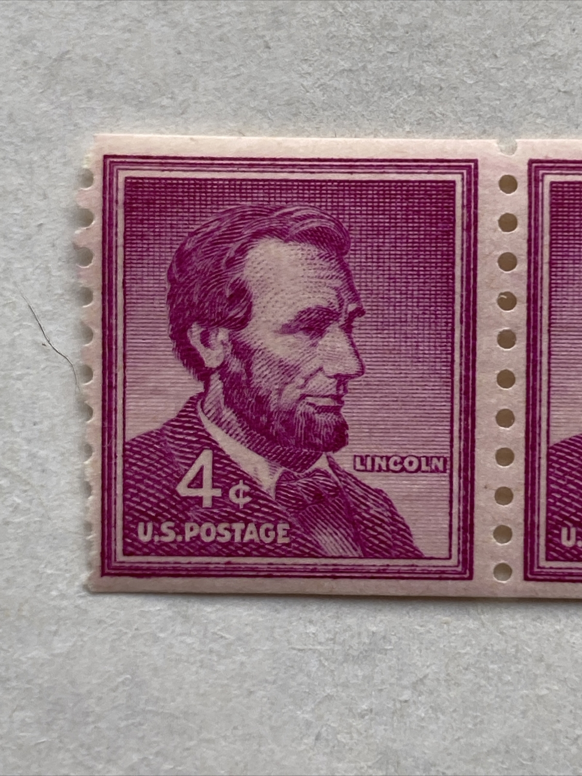 1958 Abraham Lincoln Strip of 5 Stamps with Mounts MNH