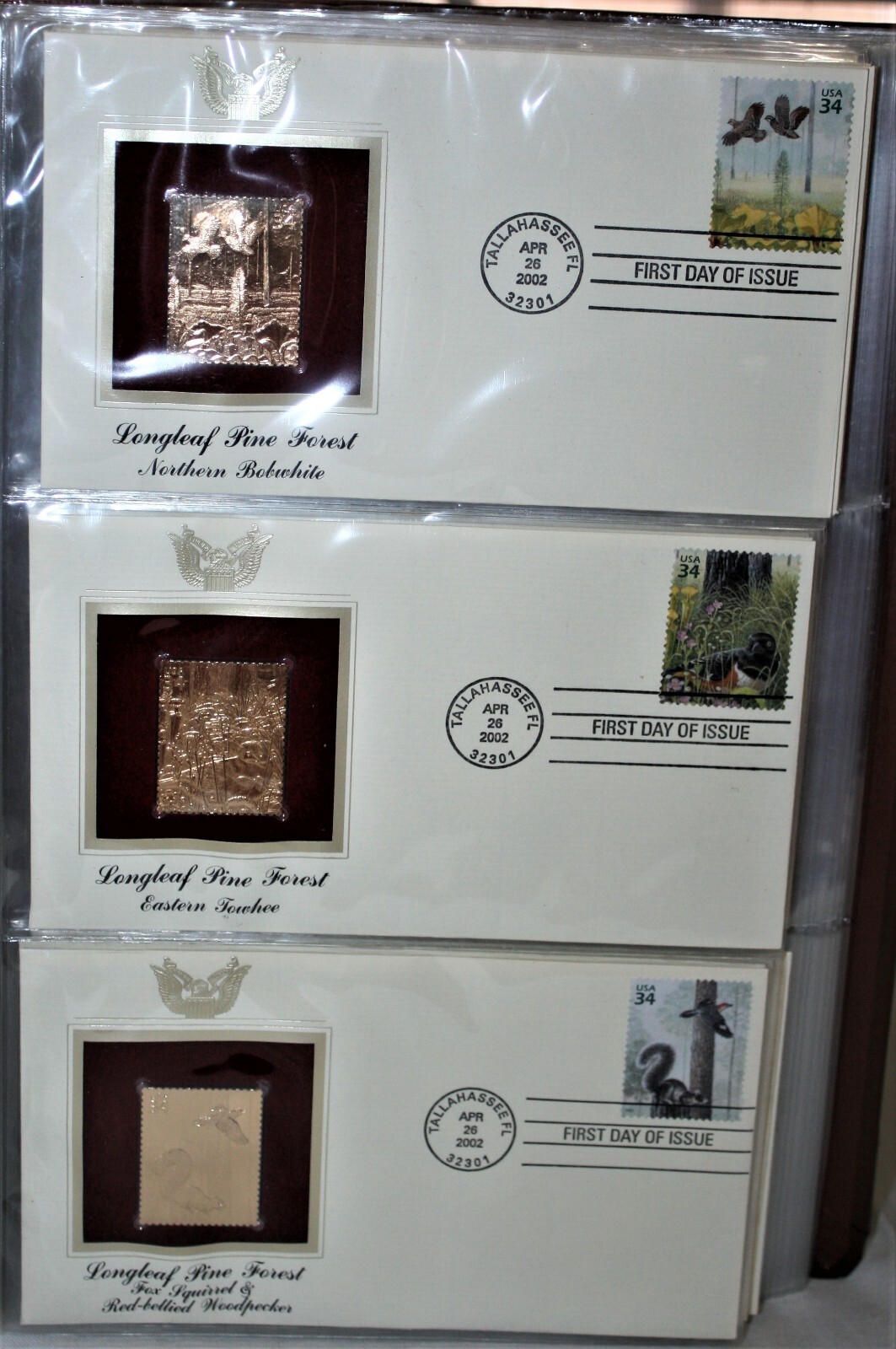 19 FIRST DAY ISSUE U.S. STAMPS 22kt GOLDEN REPLICAS BEARS FOREST WARHOL AIR MAIL