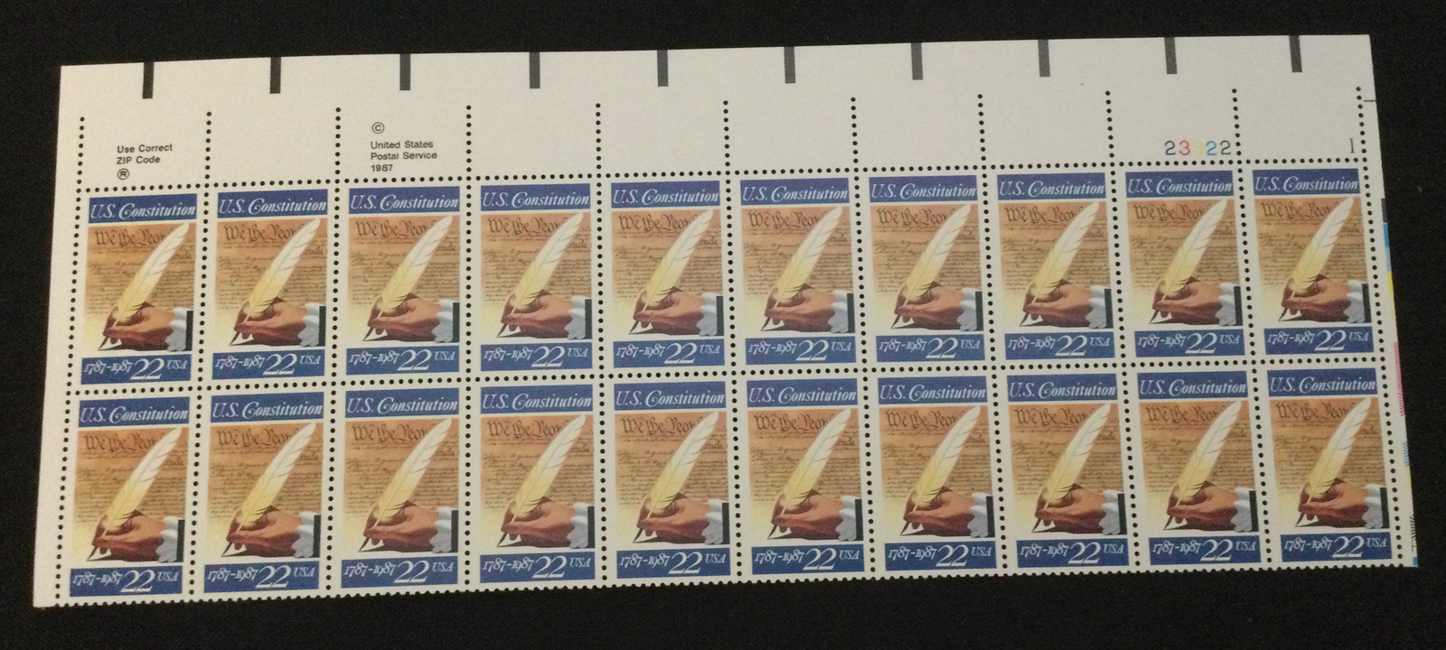 20 USPS Stamps 22 Cent – Signing of the U.S. Constitution – Scott 2360 MNH