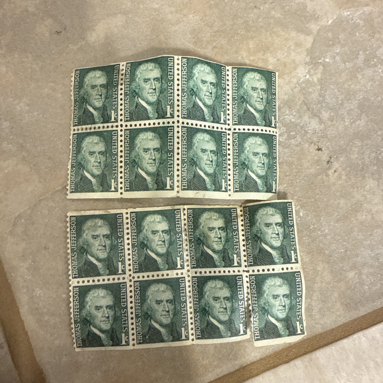 Rare Thomas Jefferson 1 Cent Stamps Set Of 16