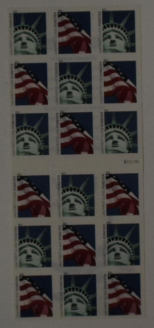 US SCOTT 4519b PANE OF 18 LADY LIBERTY & AMERICAN FLAG FOREVER STAMPS MNH