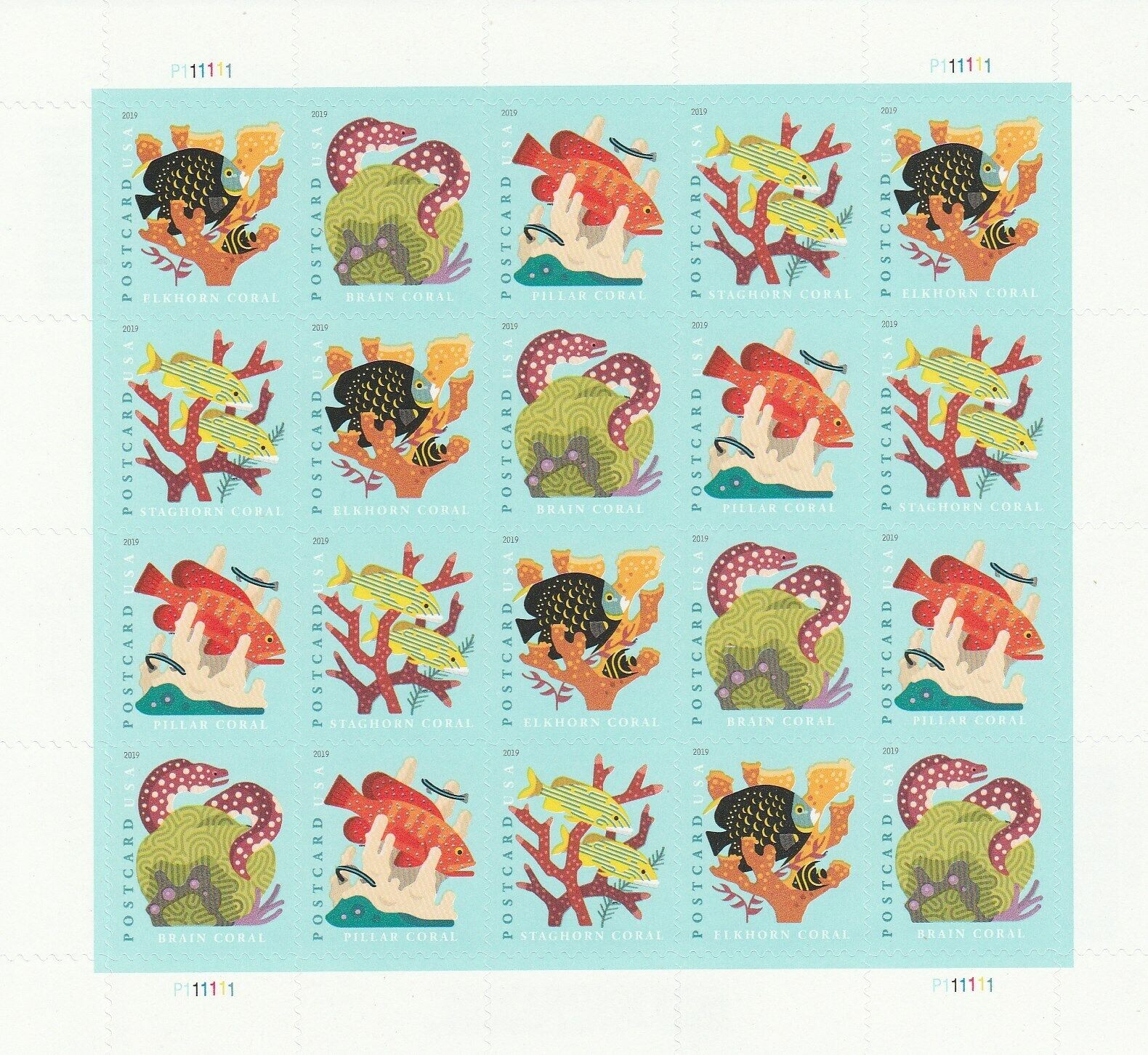 USPS Coral Reefs Postcard 2019 Forever Postage Stamps – Sheet of 20 Postage Stam