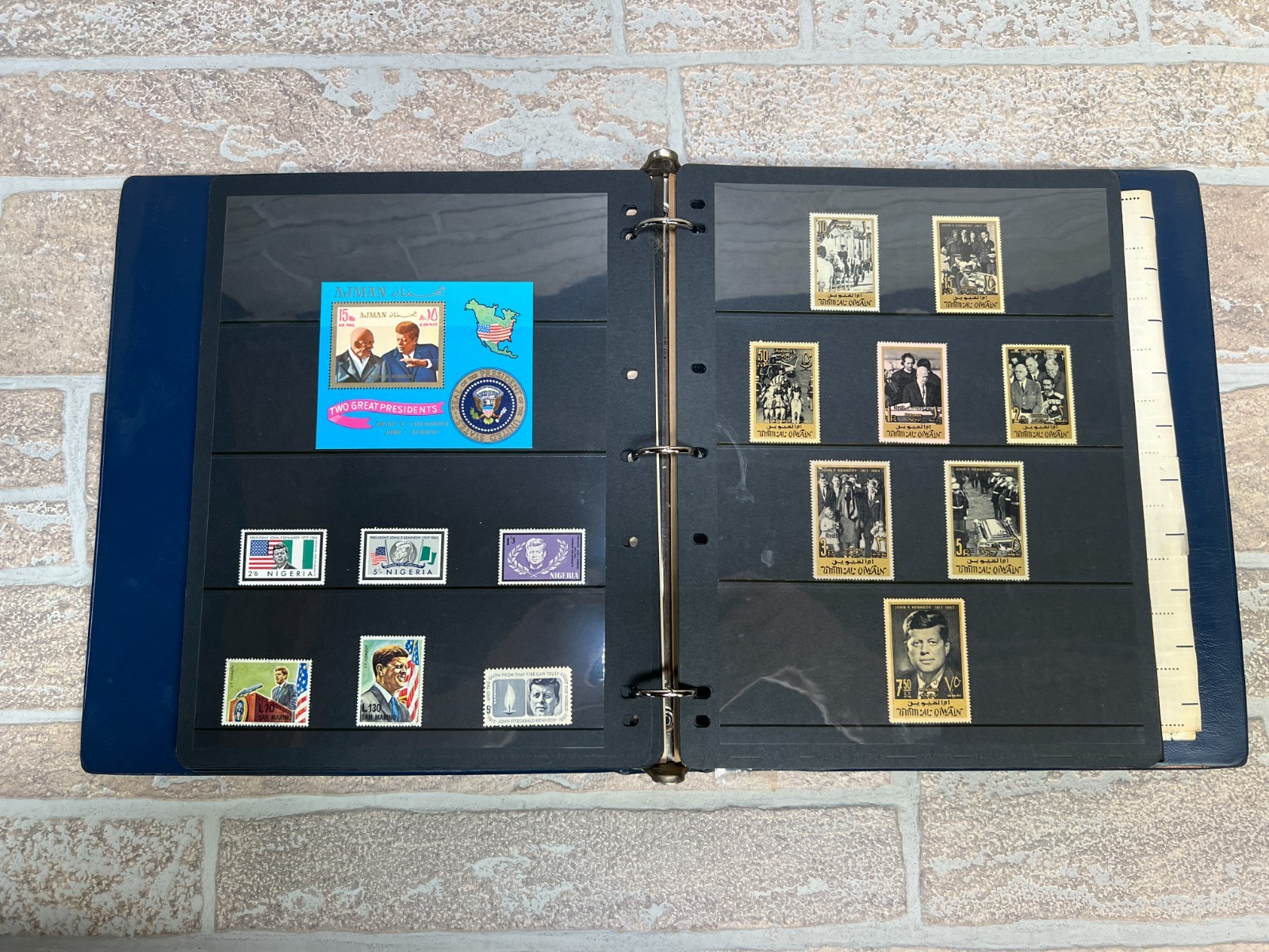HUGE RARE VINTAGE John F Kennedy Commemorative Stamp Portfolio