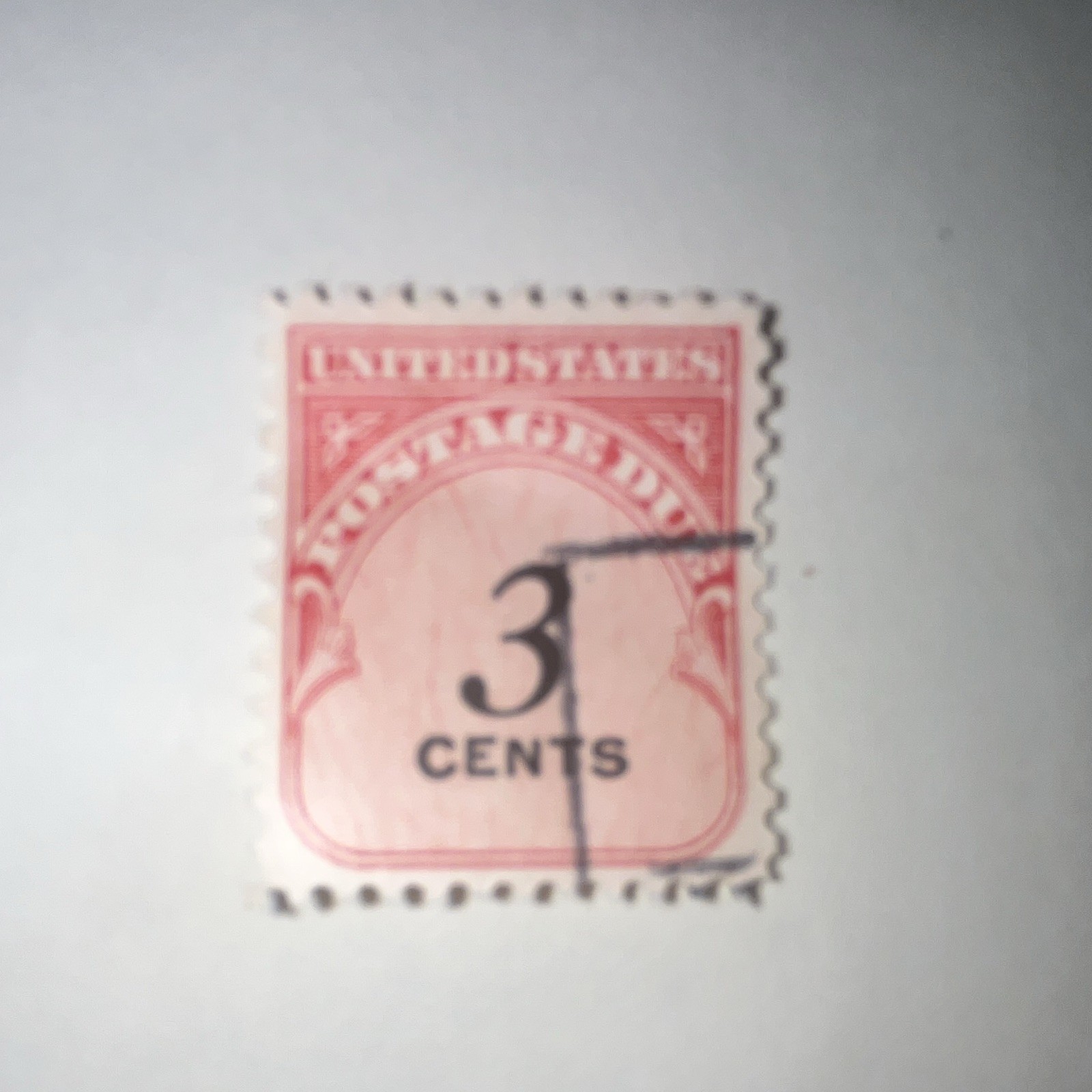 US 3 Cent Postage Stamp Single, Red/Black, Used, Uncertified, Ungraded