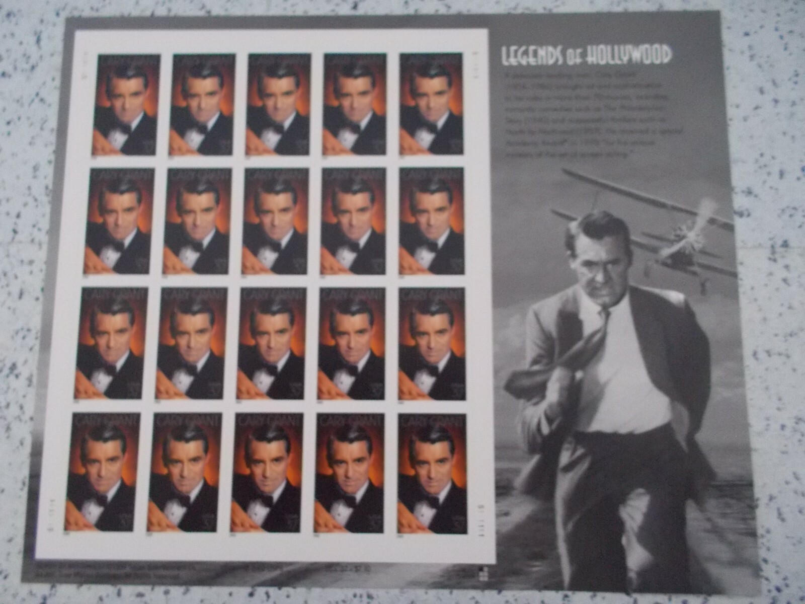 #3692 LEGEND OF HOLLYWOOD CARY GRANT Sheet of 20 37 CENT STAMPS 2002 MNH