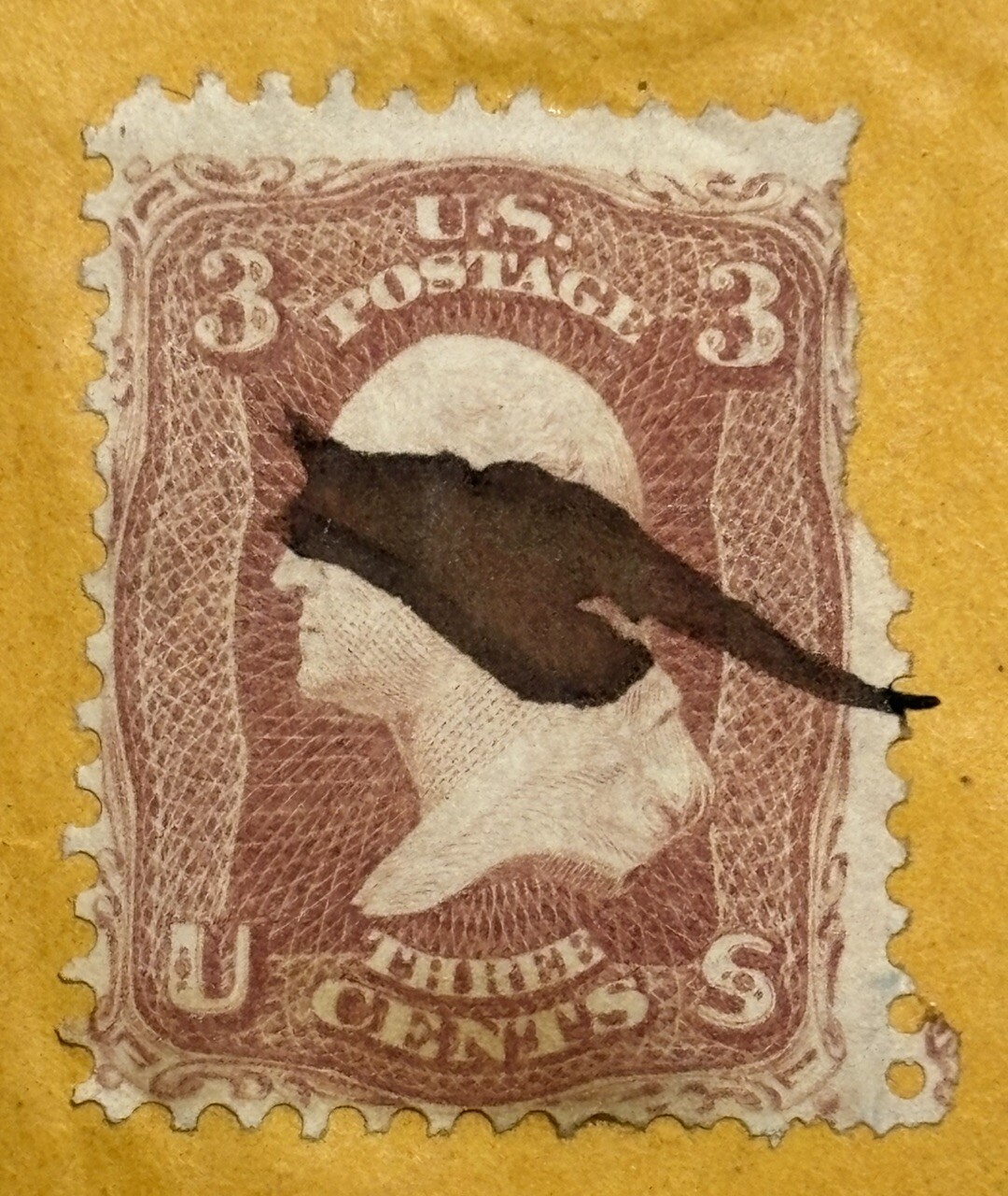 US STAMP: #64b – 1861 WASHINGTON 3 Cent – Rose Pink – On Envelope w/1866 Letter