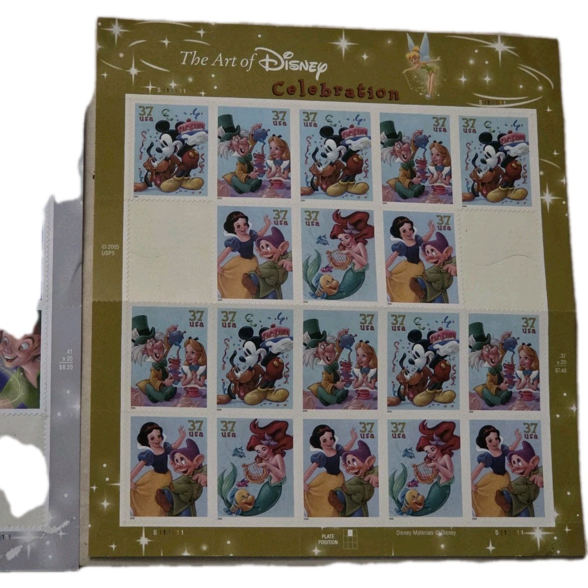 Three Partial Sheets The Art of Disney FRIENDSHIP 37¢ US Postage Stamp